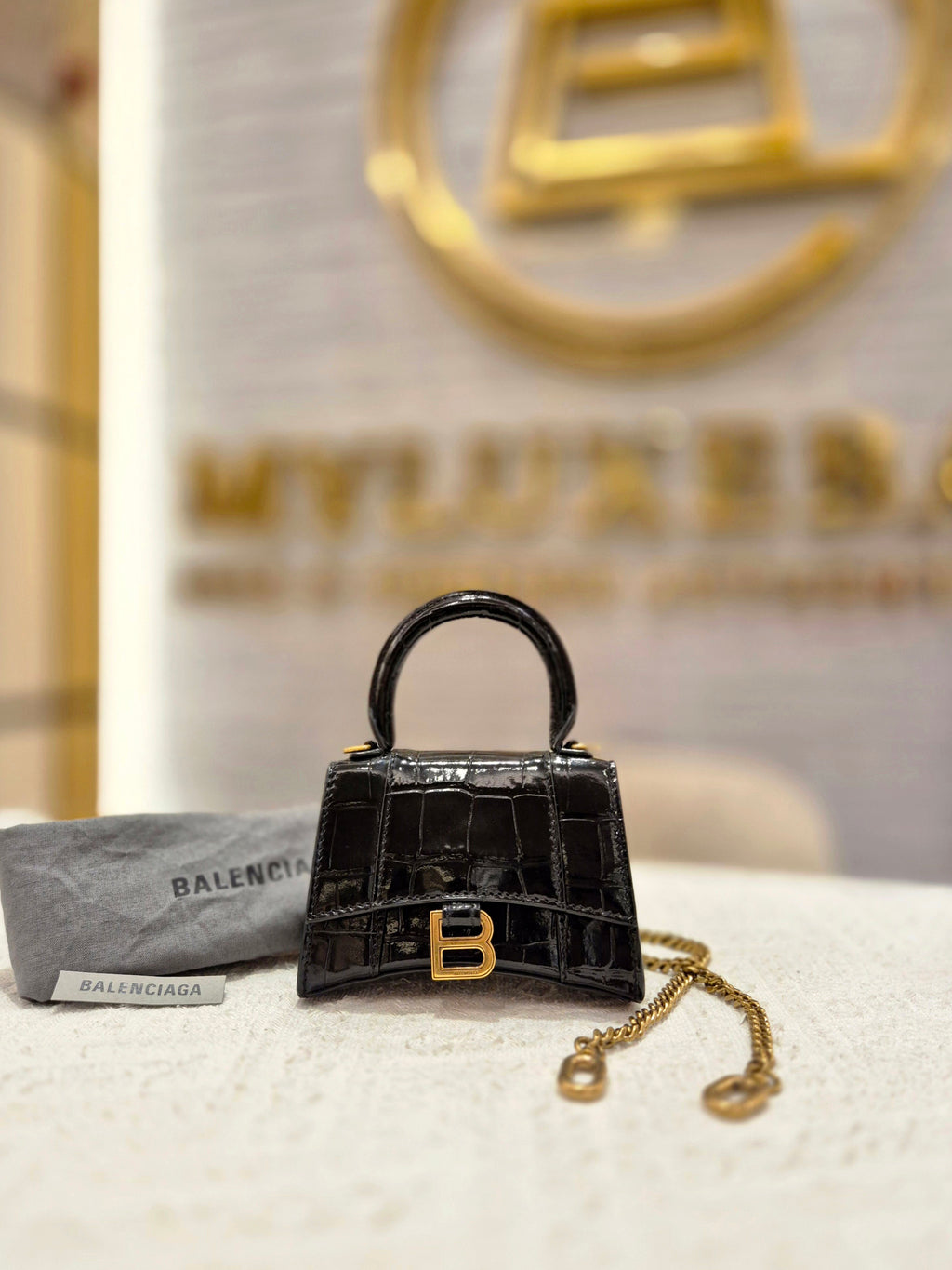 Balenciaga Hourglas Super Mini Croco