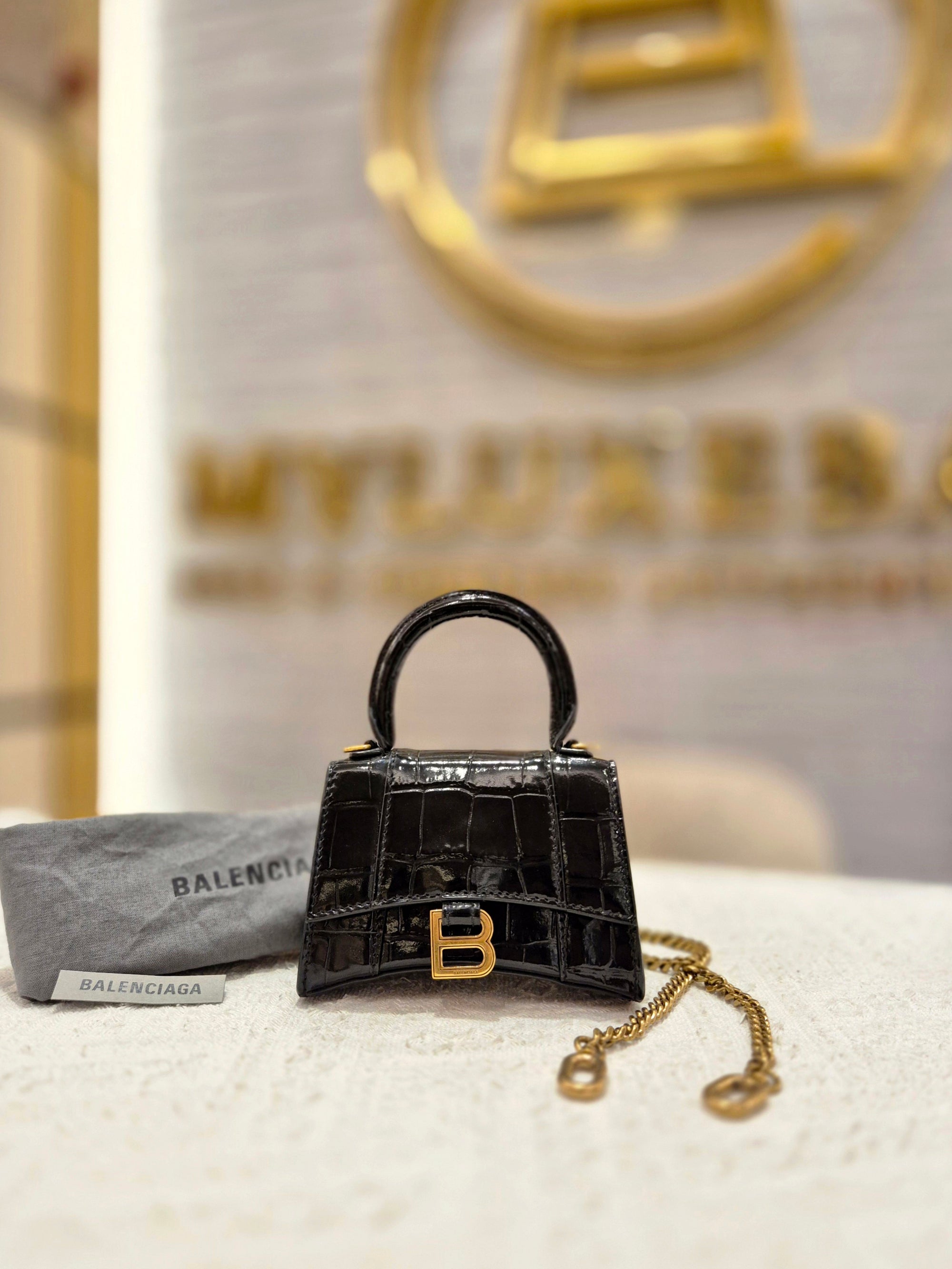 Balenciaga Hourglas Super Mini Croco