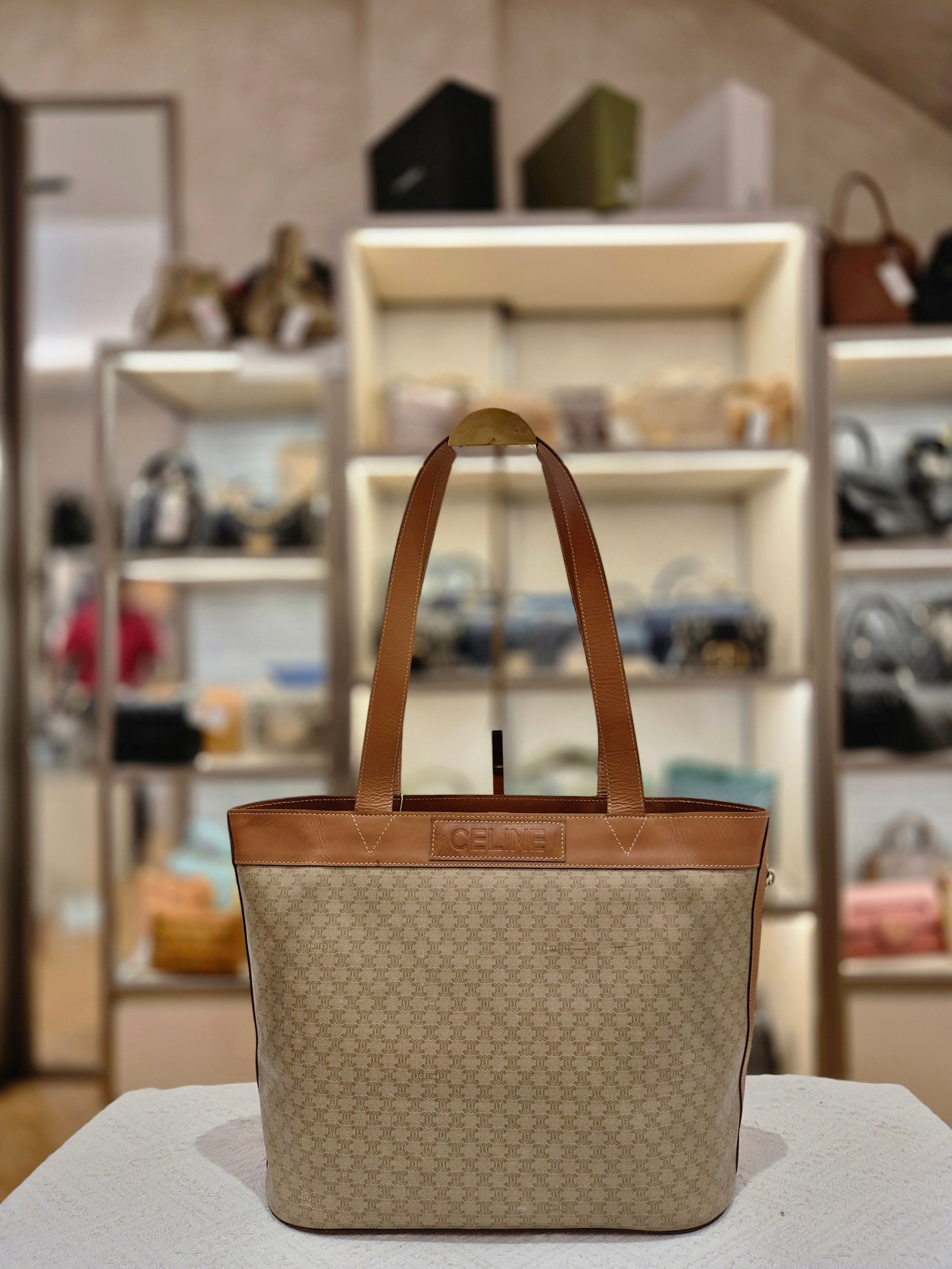 Celine Macadam Tote Tan