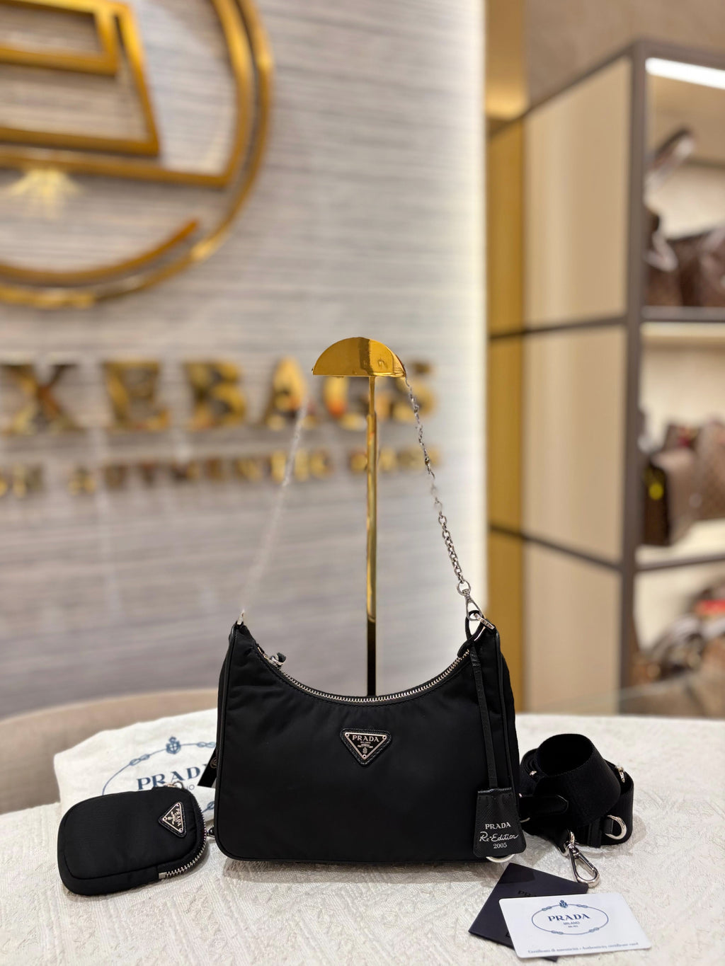 Prada Multi Pochette Re-Edition Nylon Black