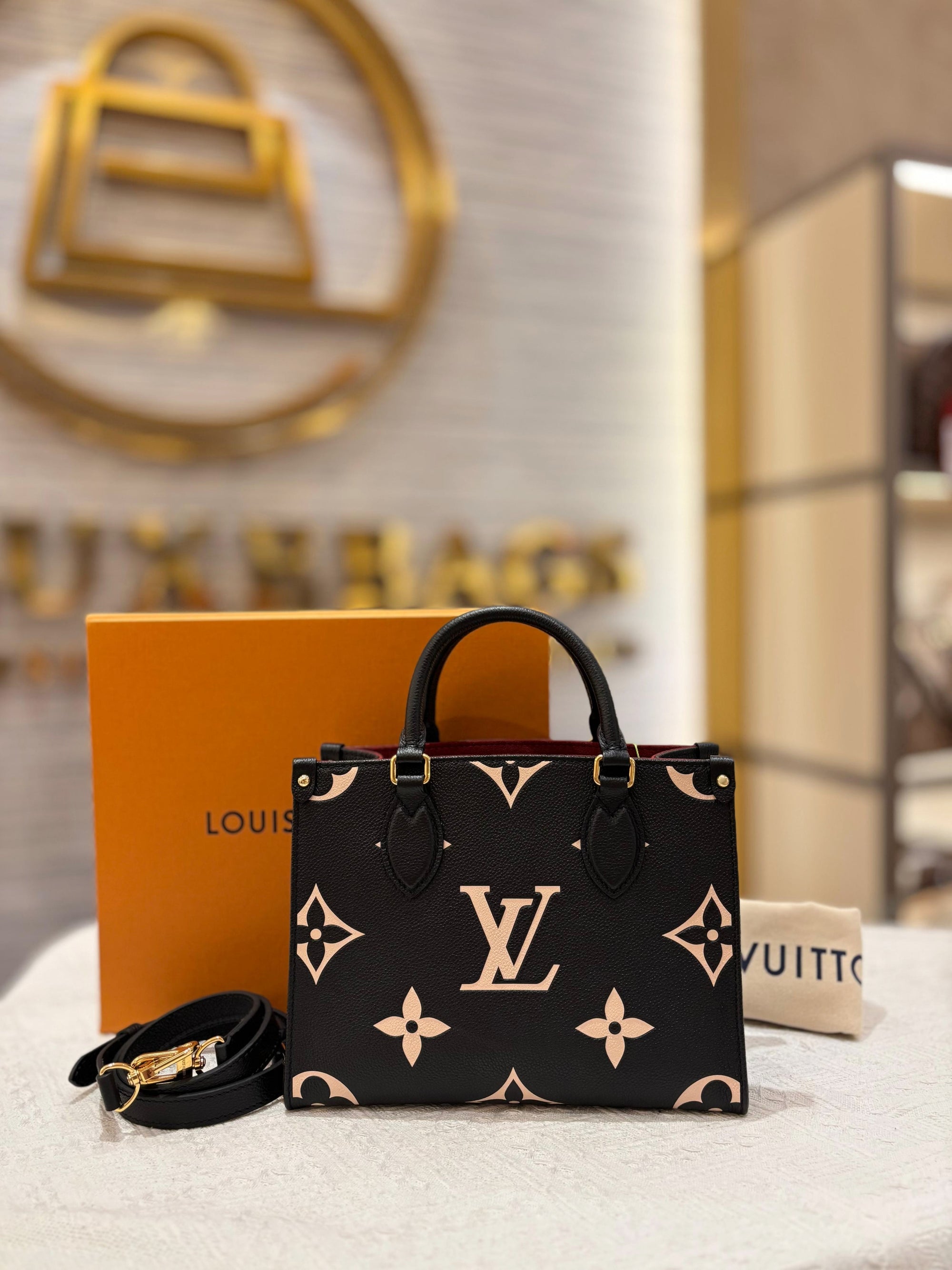 LV On The Go PM Bicolour Black Beige