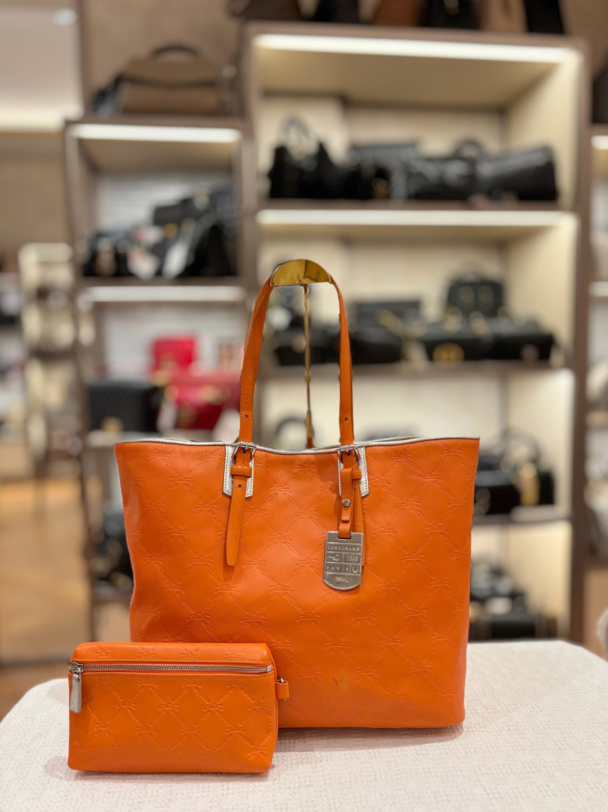 Longchamp Cuir Totebag Orange
