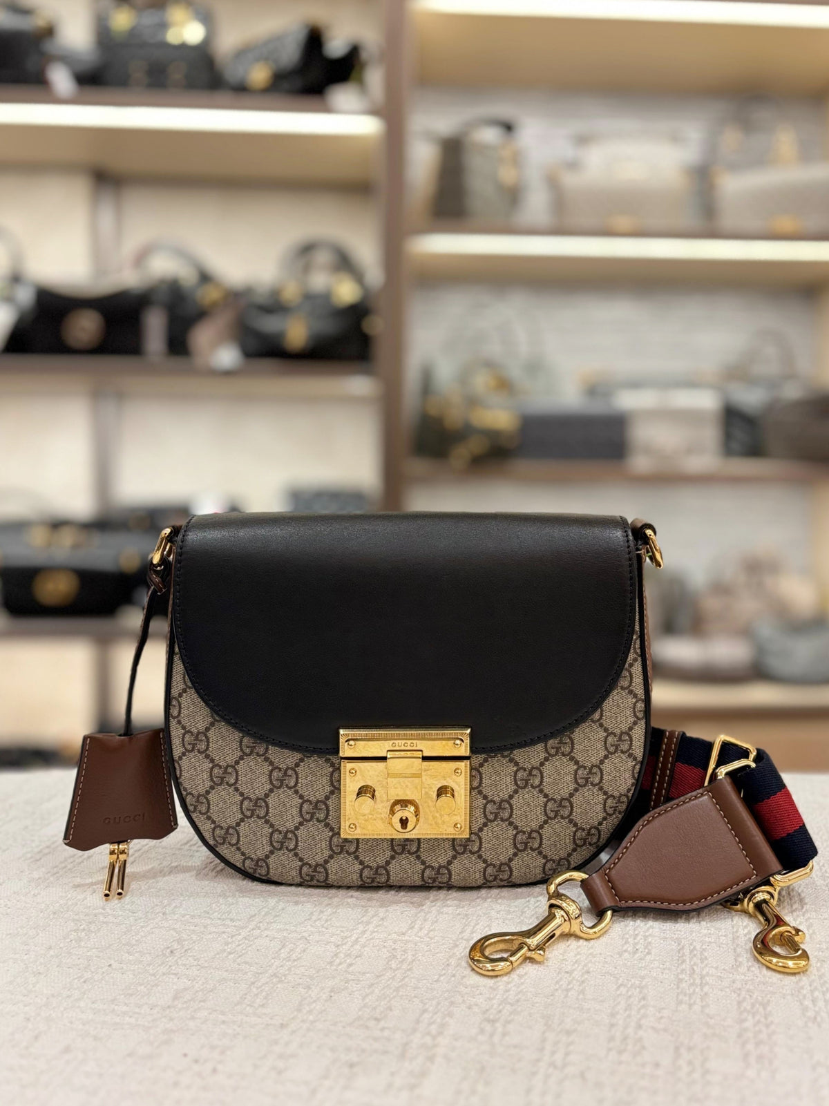 Gucci Padlock Halfmoon Monogram Black