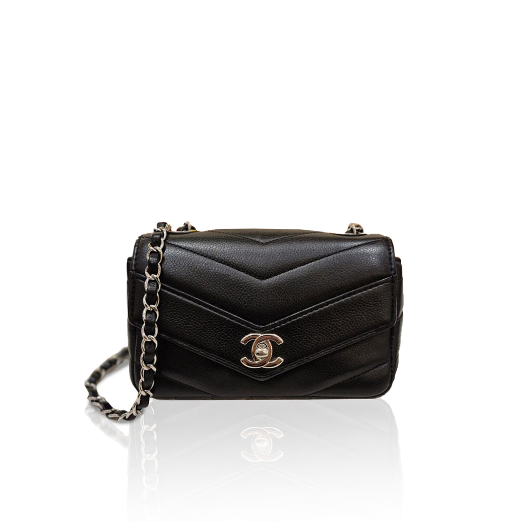 Chanel Mini Flap Chevron Black