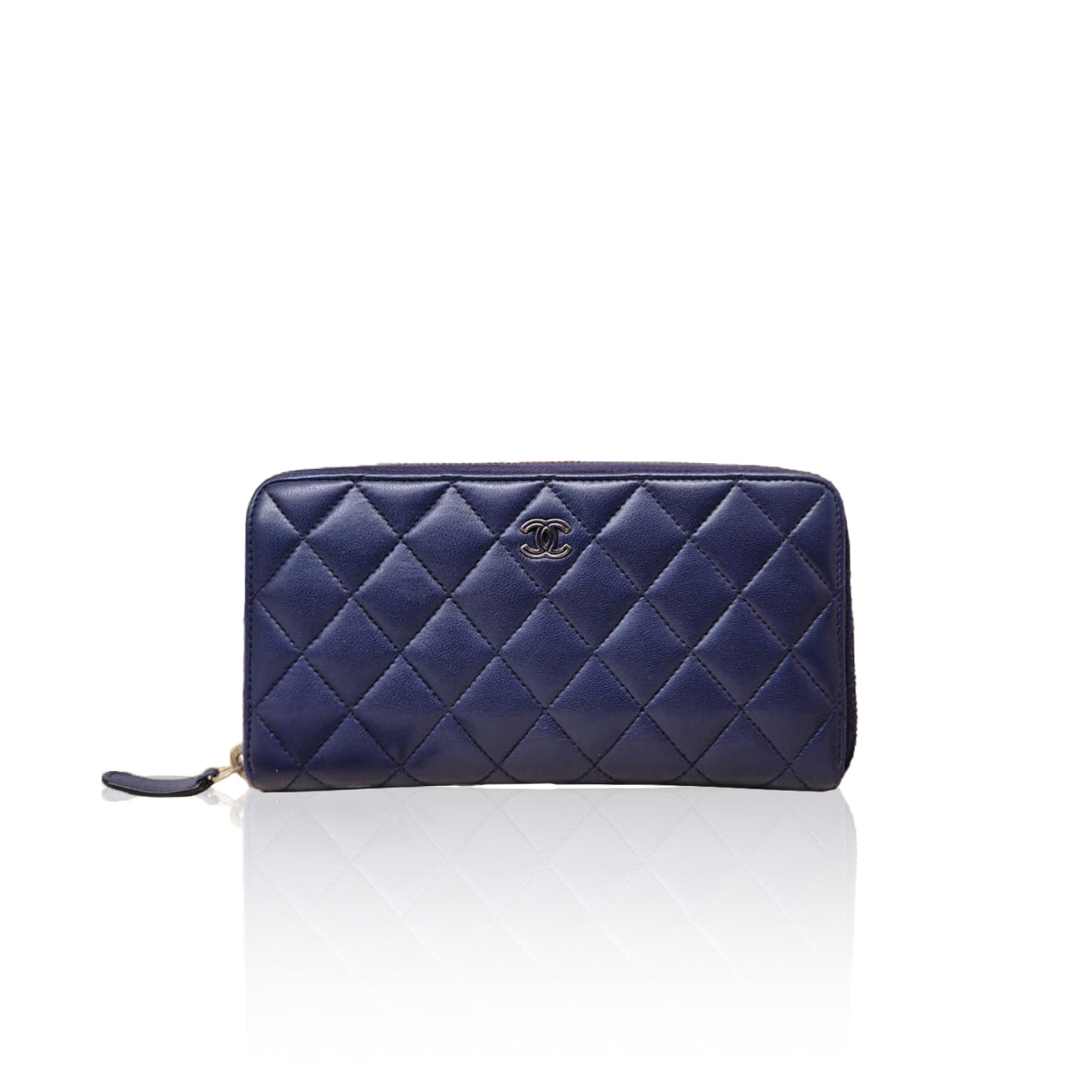 Chanel Zip Long Wallet Blue