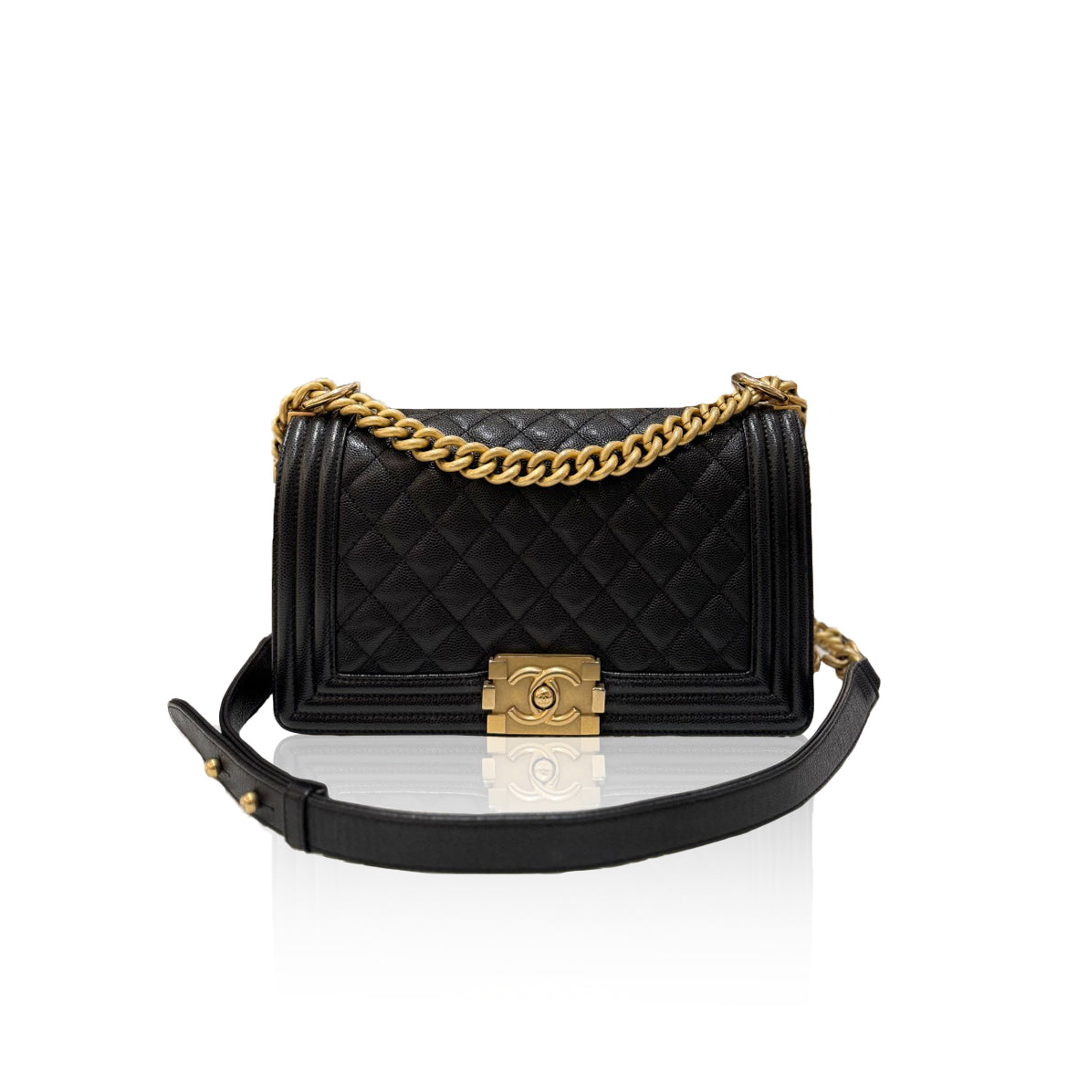 Chanel Boy Caviar Old Meidum Black GHW