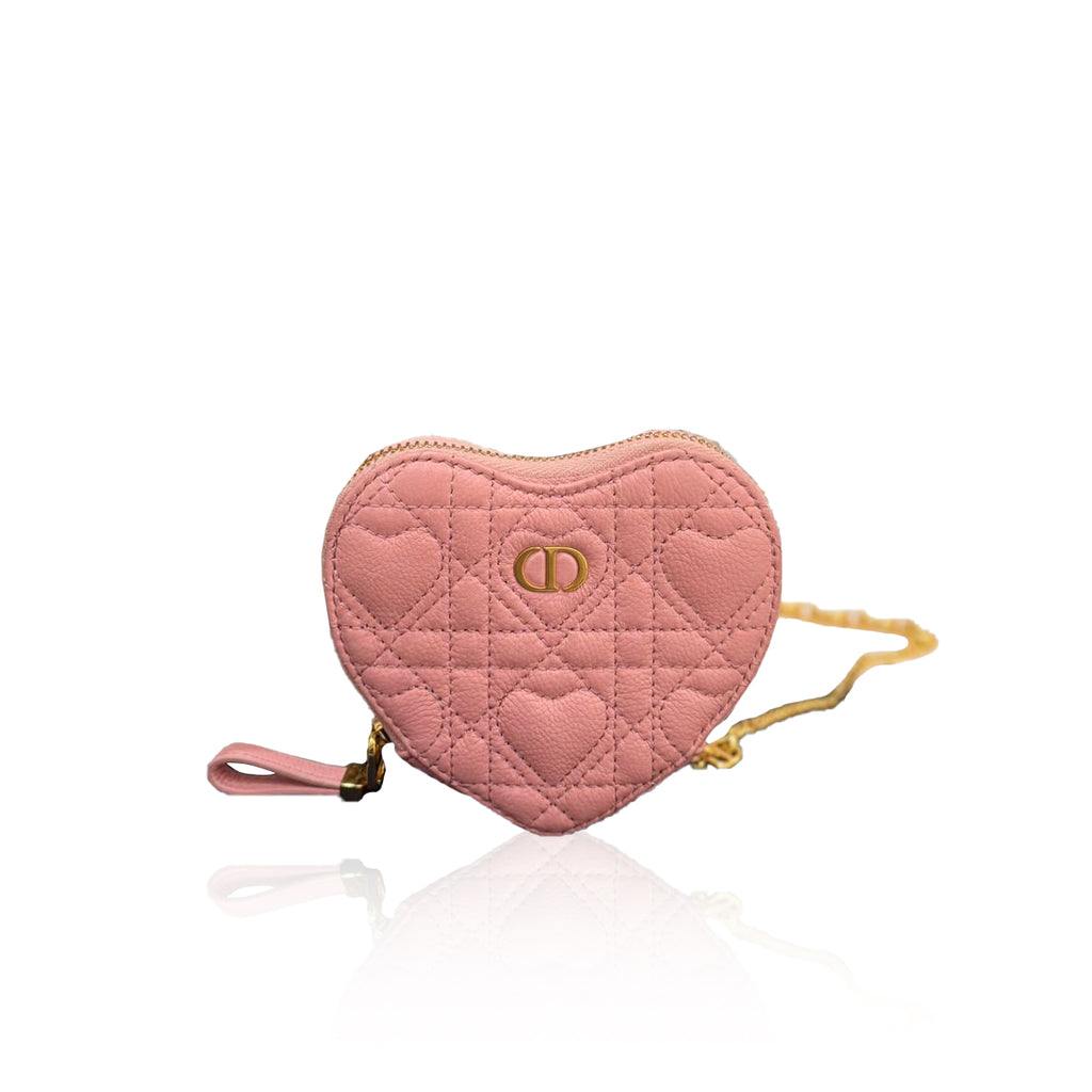 Dior Caro Chain Pouch Heart Pink