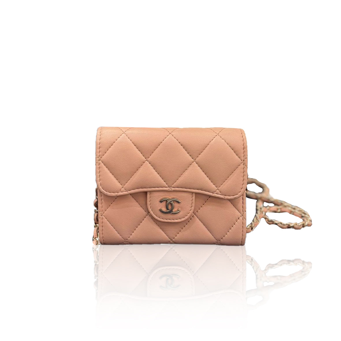 Chanel Claasic Cardholder On Chain Pink