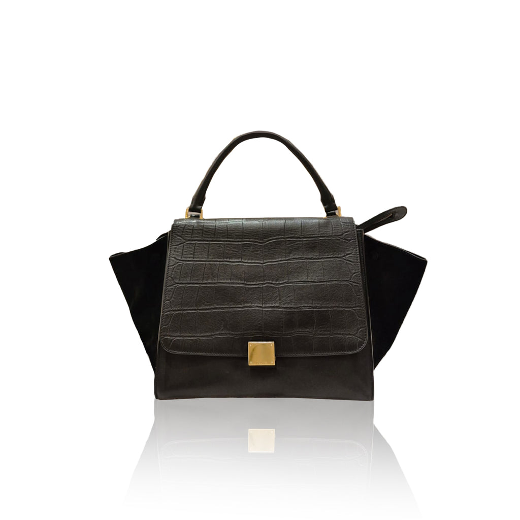 Celine Trapez Croco Black