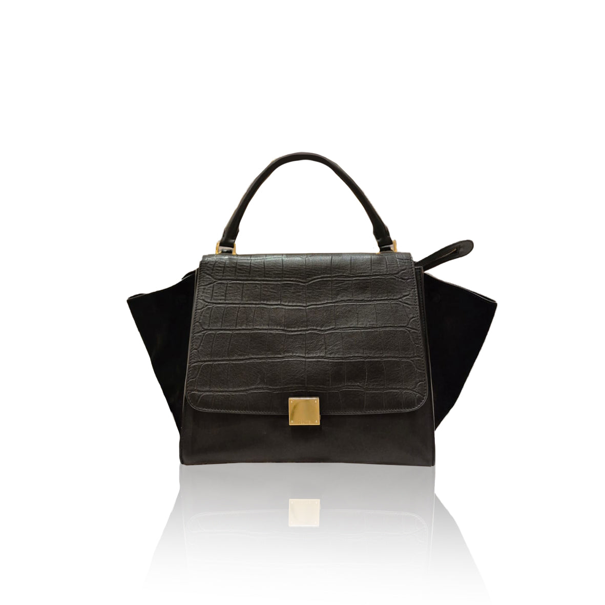 Celine Trapez Croco Black