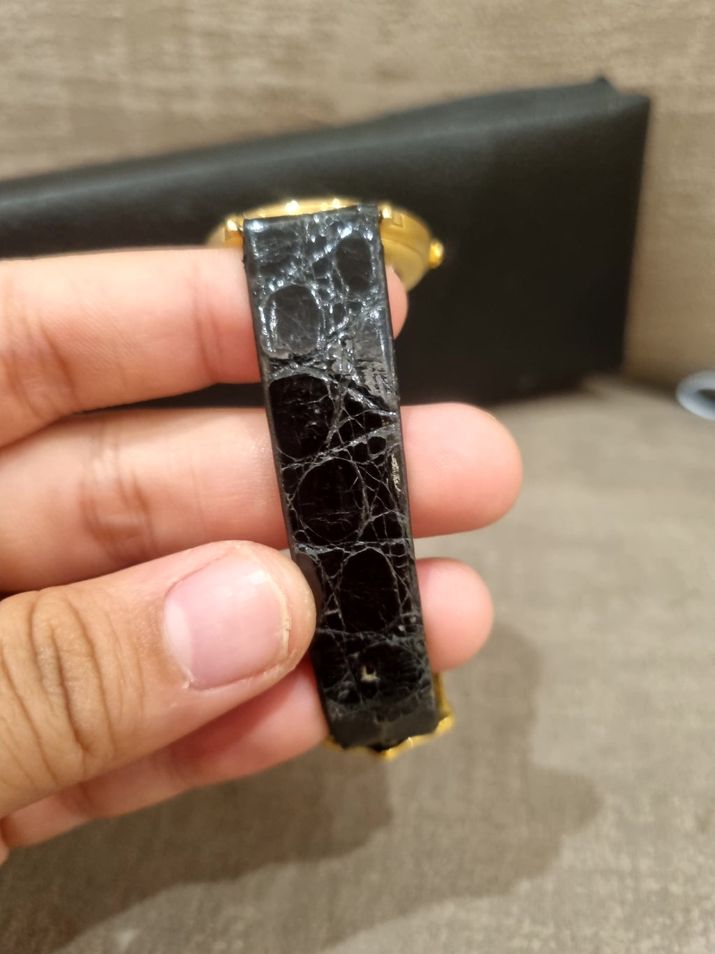 Celine Watch Croco Black Gold