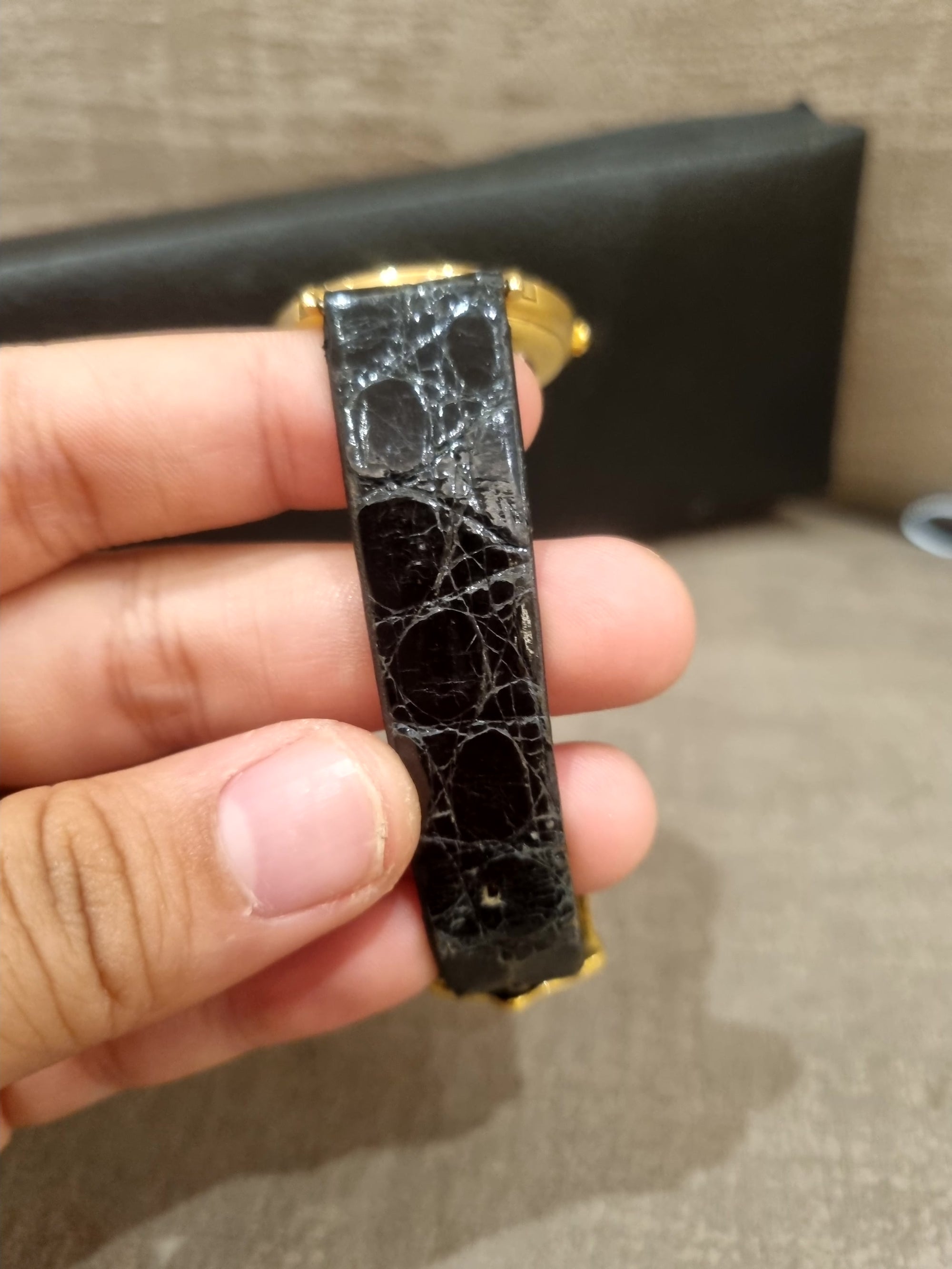 Celine Watch Croco Black Gold
