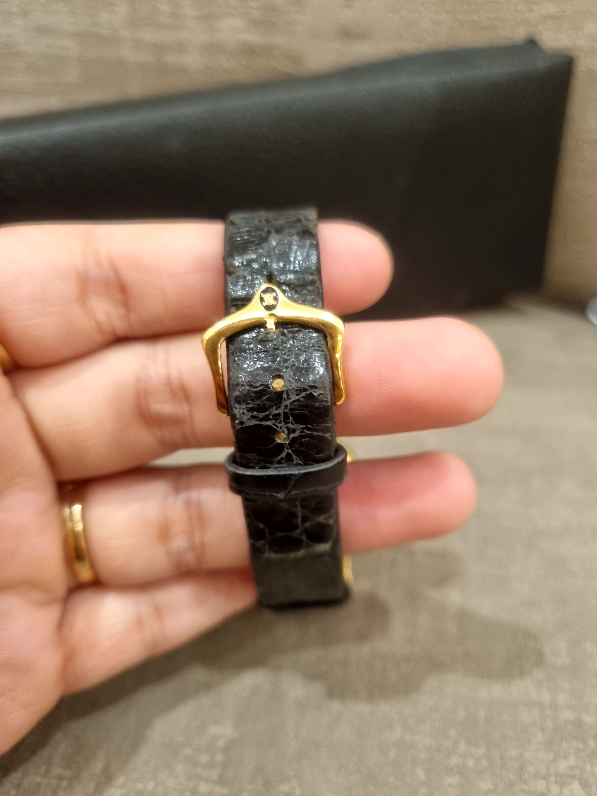 Celine Watch Croco Black Gold
