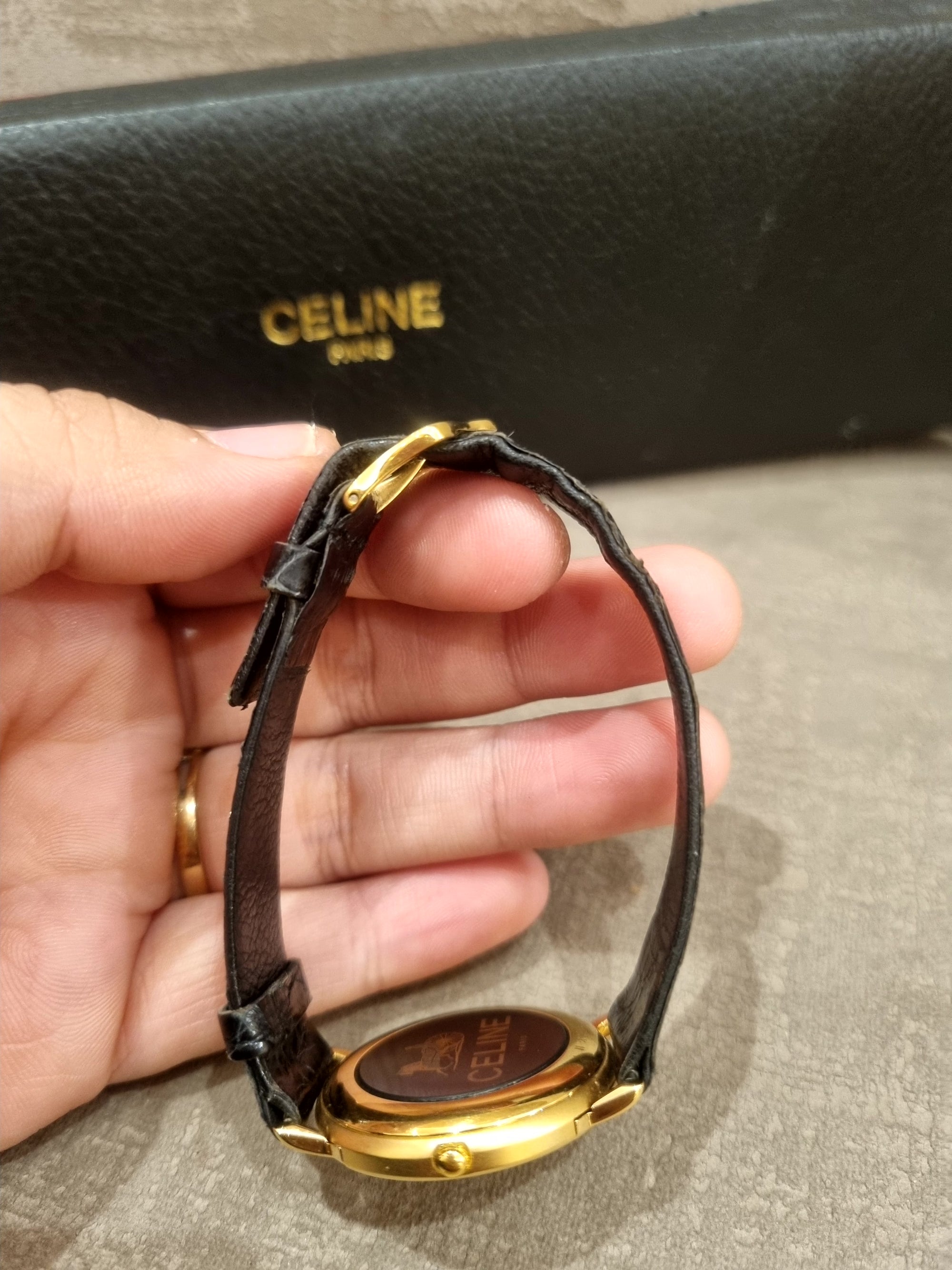 Celine Watch Croco Black Gold