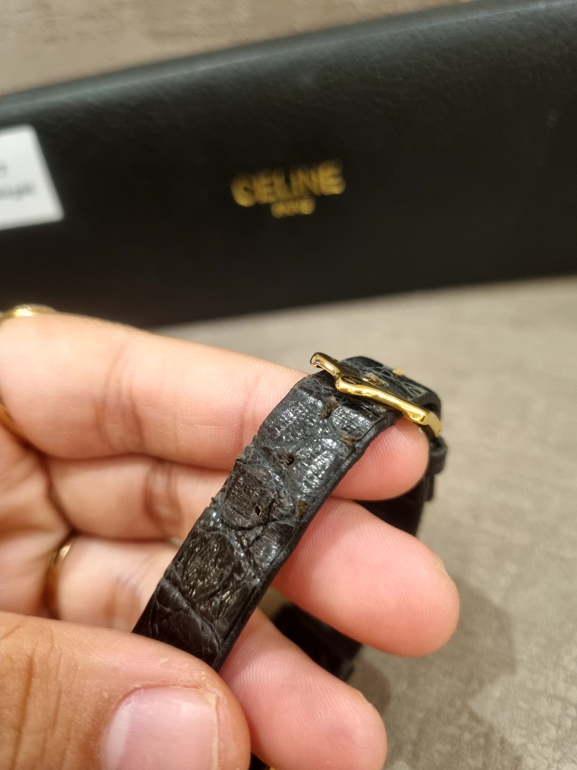 Celine Watch Croco Black Gold