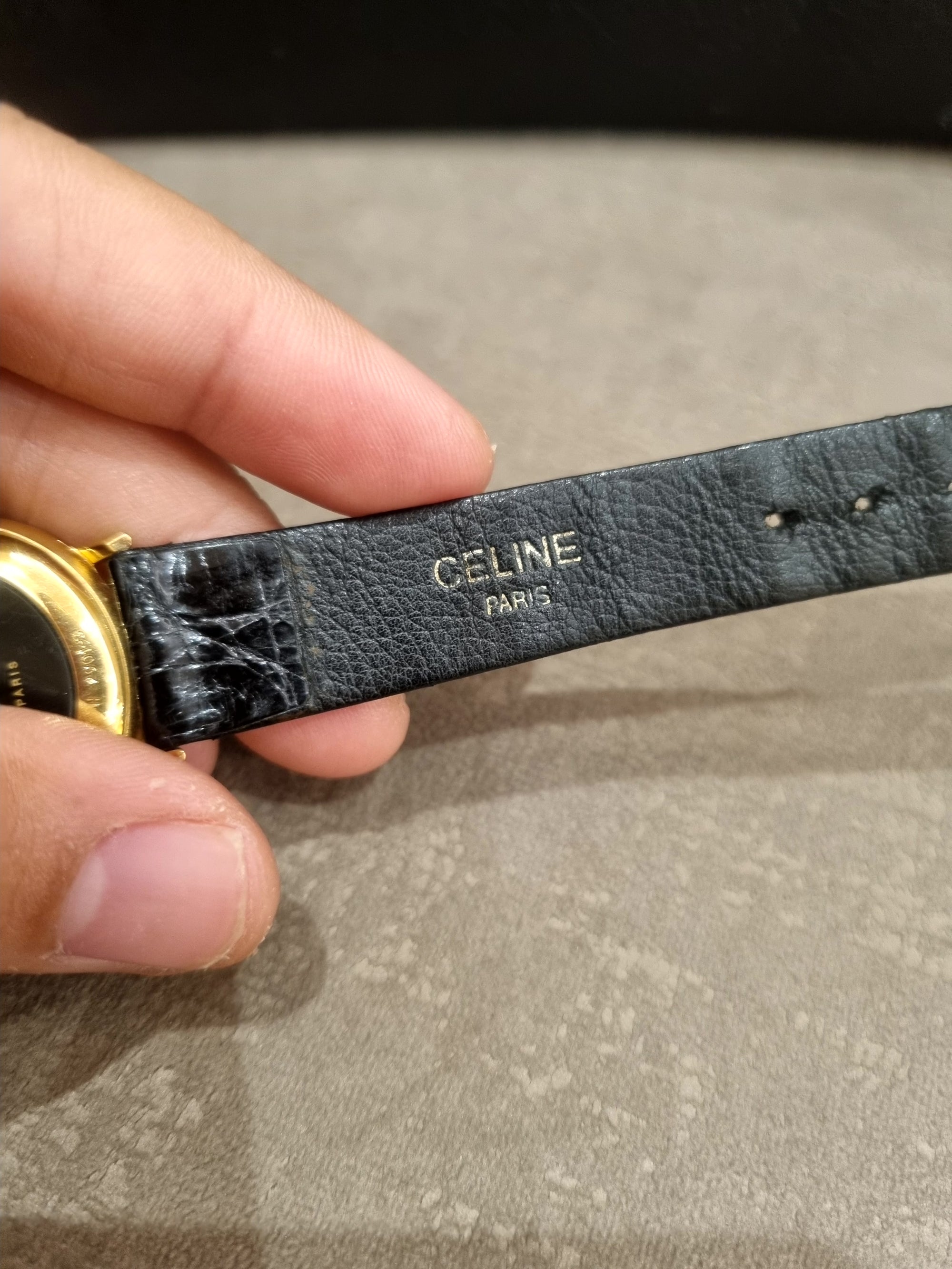 Celine Watch Croco Black Gold