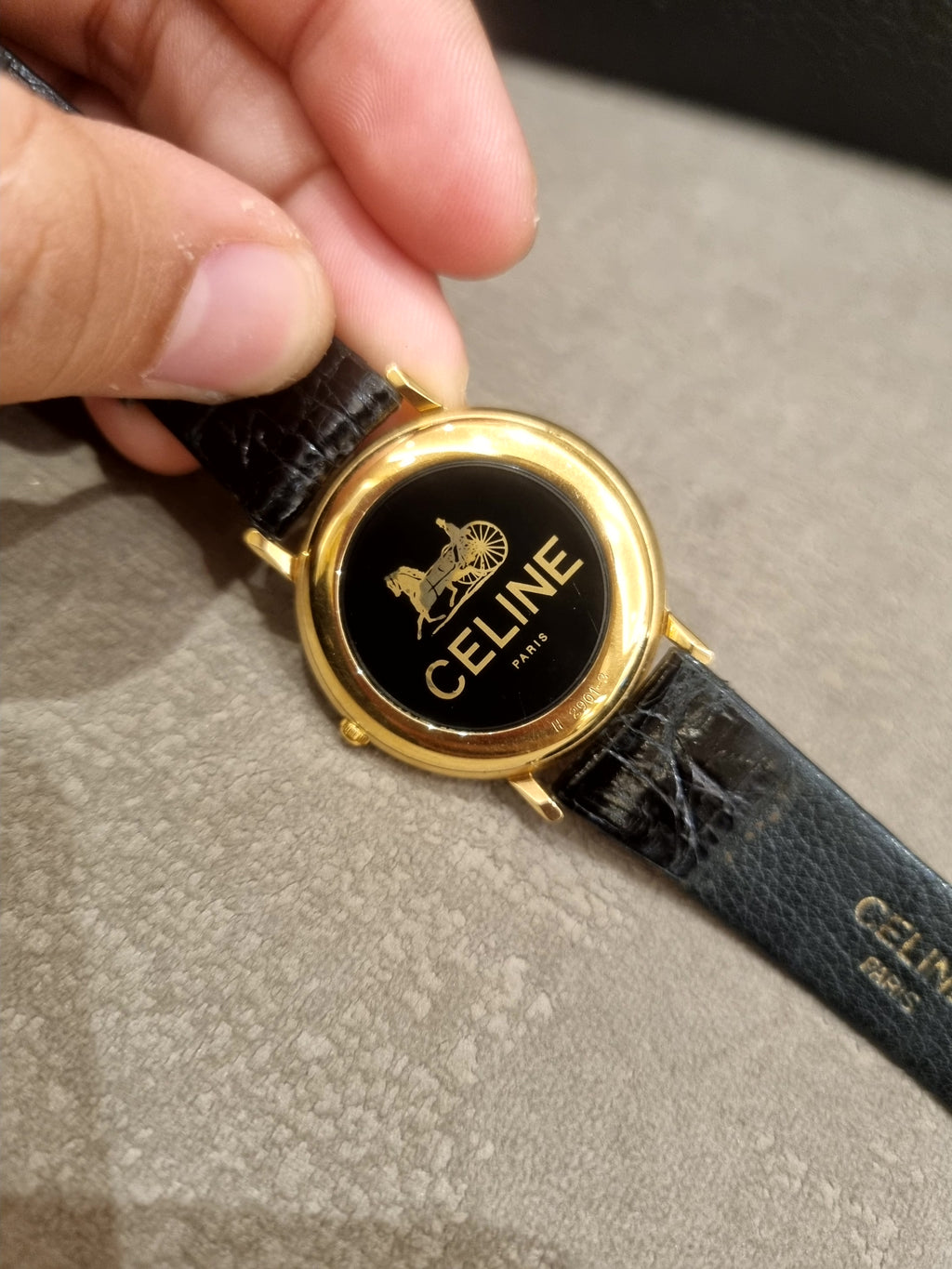 Celine Watch Croco Black Gold