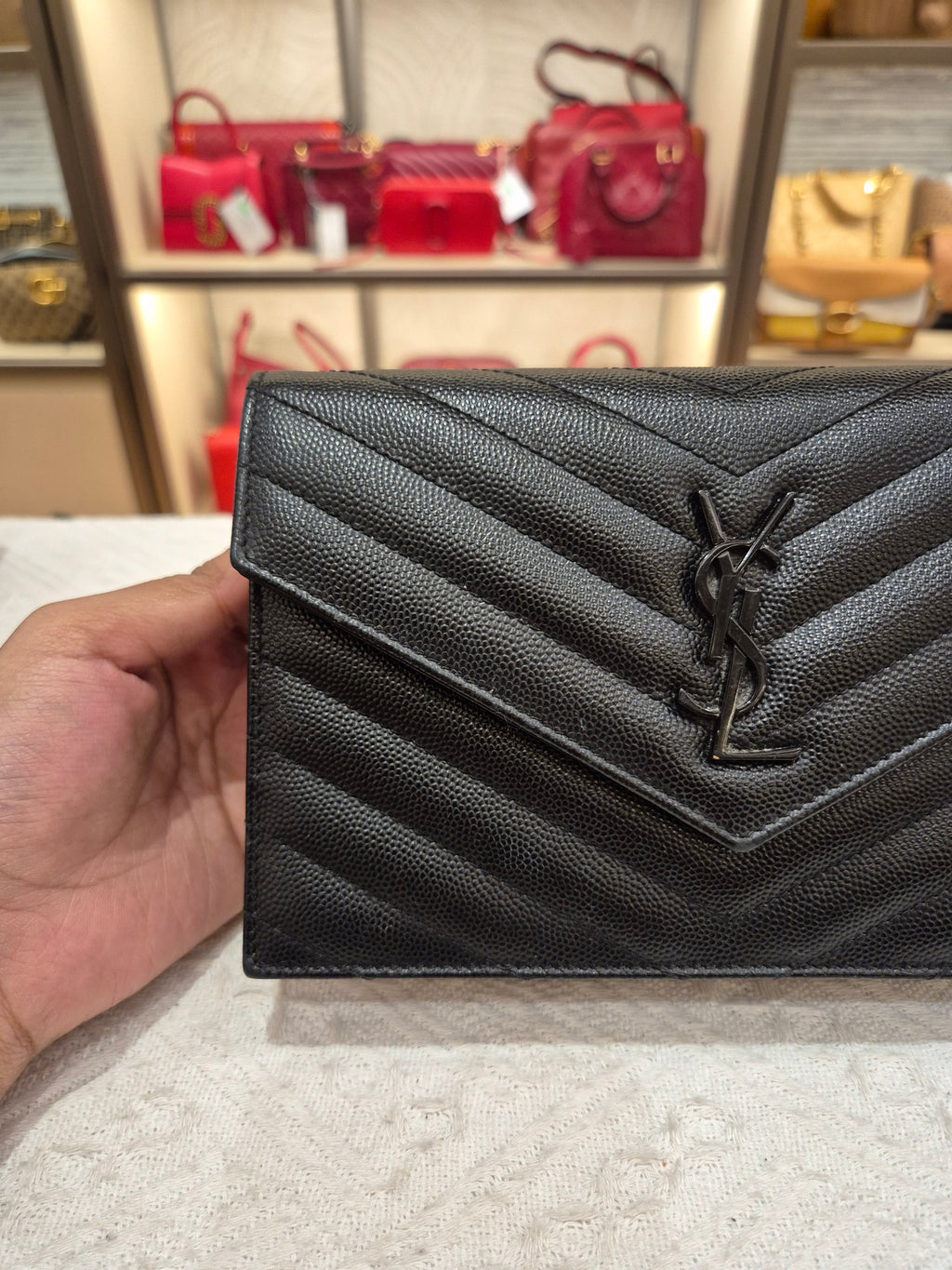 Saint Laurent Envelope Wallet On Chain All Black