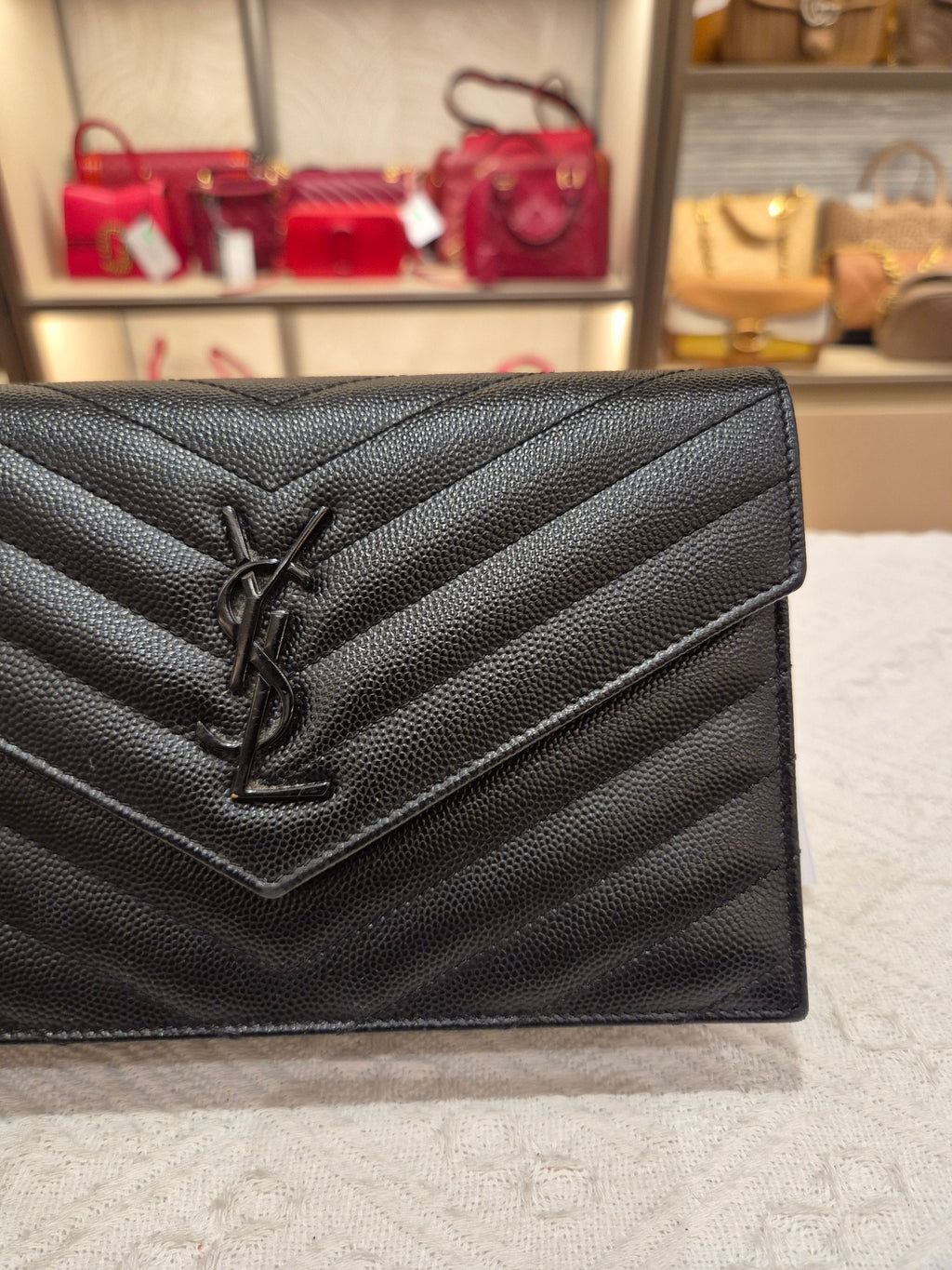 Saint Laurent Envelope Wallet On Chain All Black