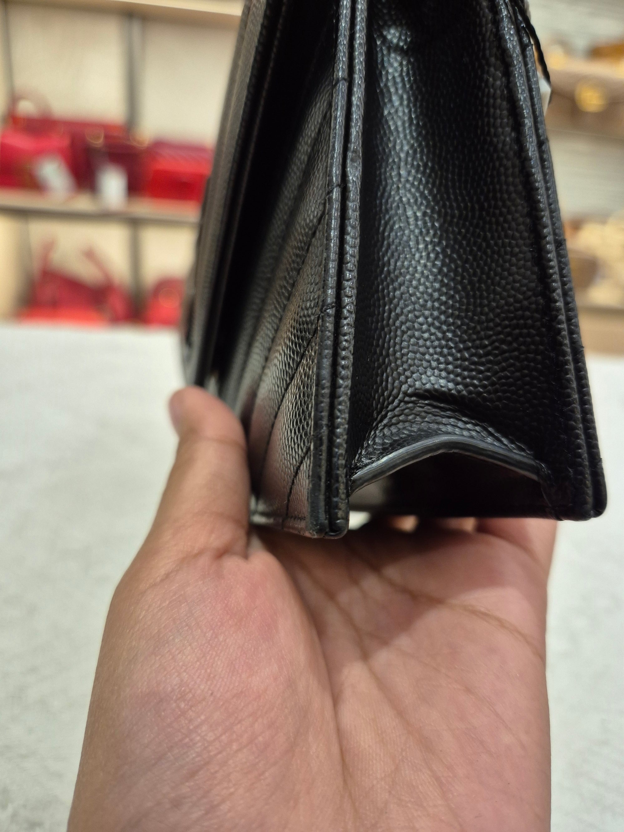 Saint Laurent Envelope Wallet On Chain All Black