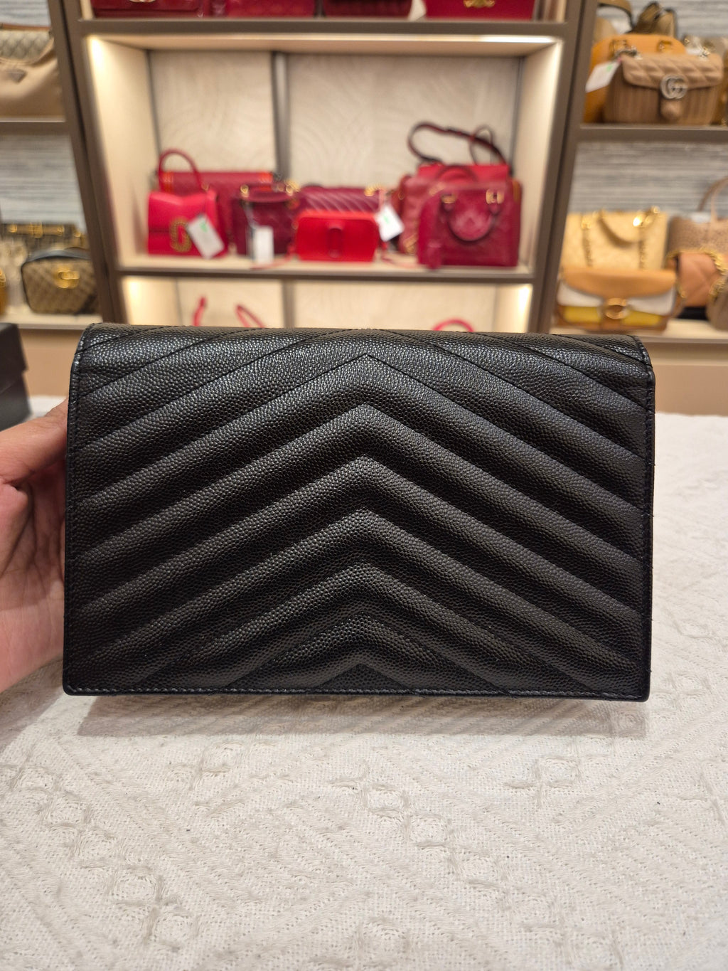 Saint Laurent Envelope Wallet On Chain All Black