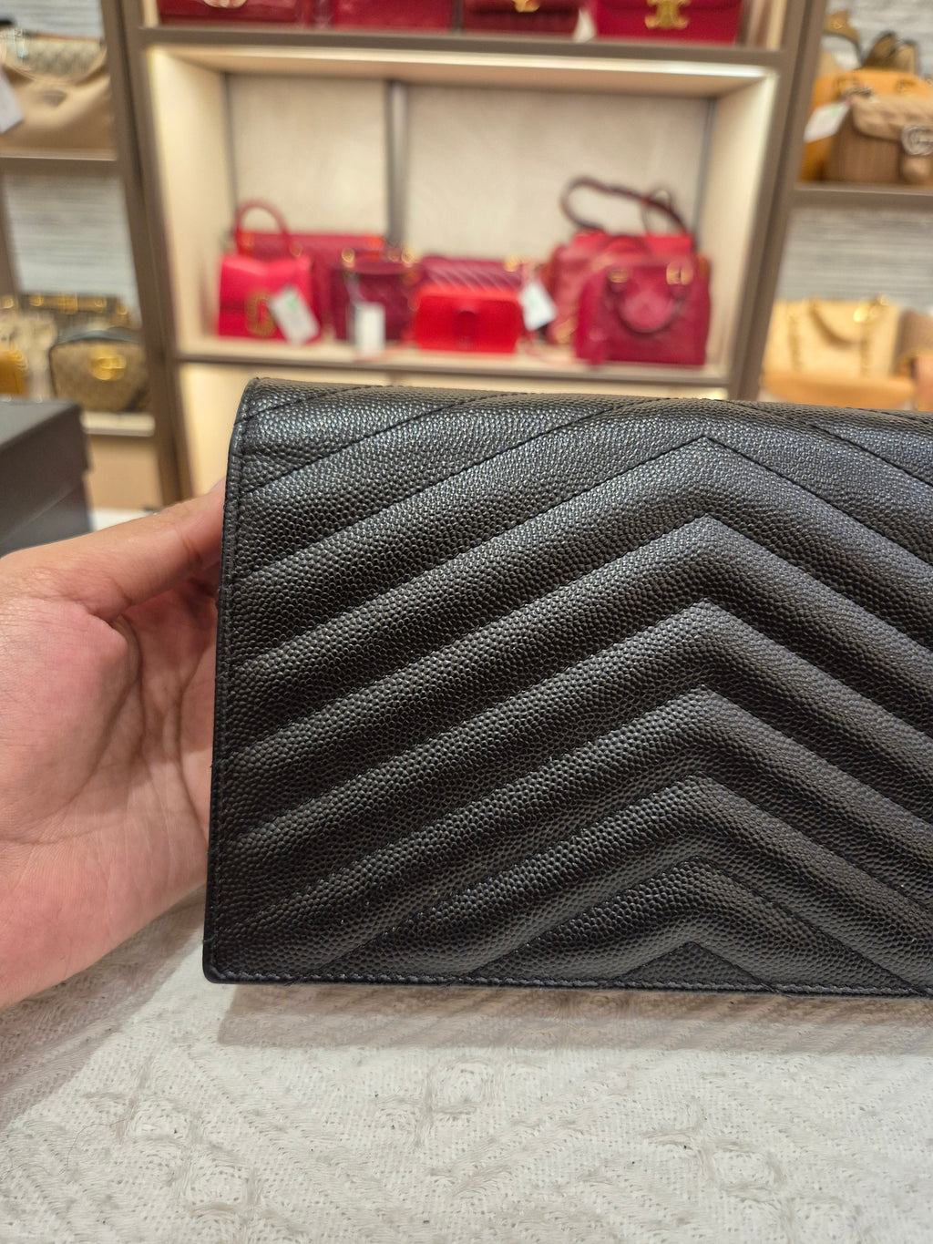 Saint Laurent Envelope Wallet On Chain All Black