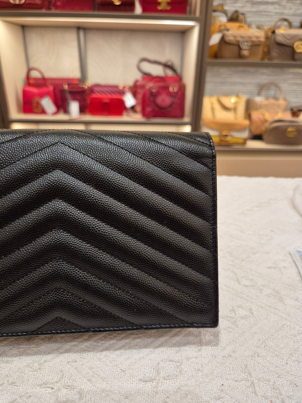 Saint Laurent Envelope Wallet On Chain All Black