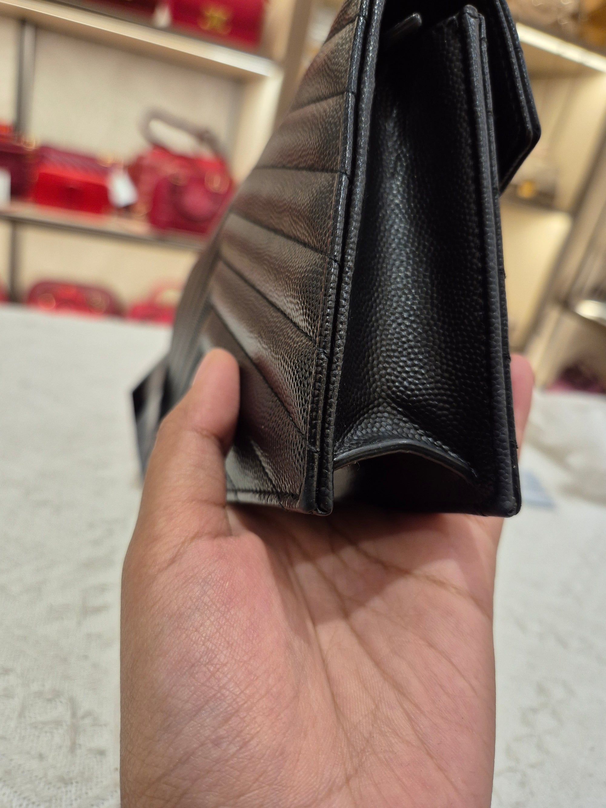 Saint Laurent Envelope Wallet On Chain All Black