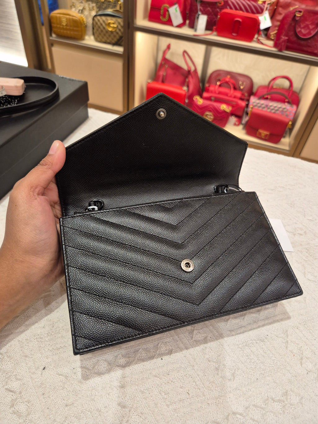 Saint Laurent Envelope Wallet On Chain All Black