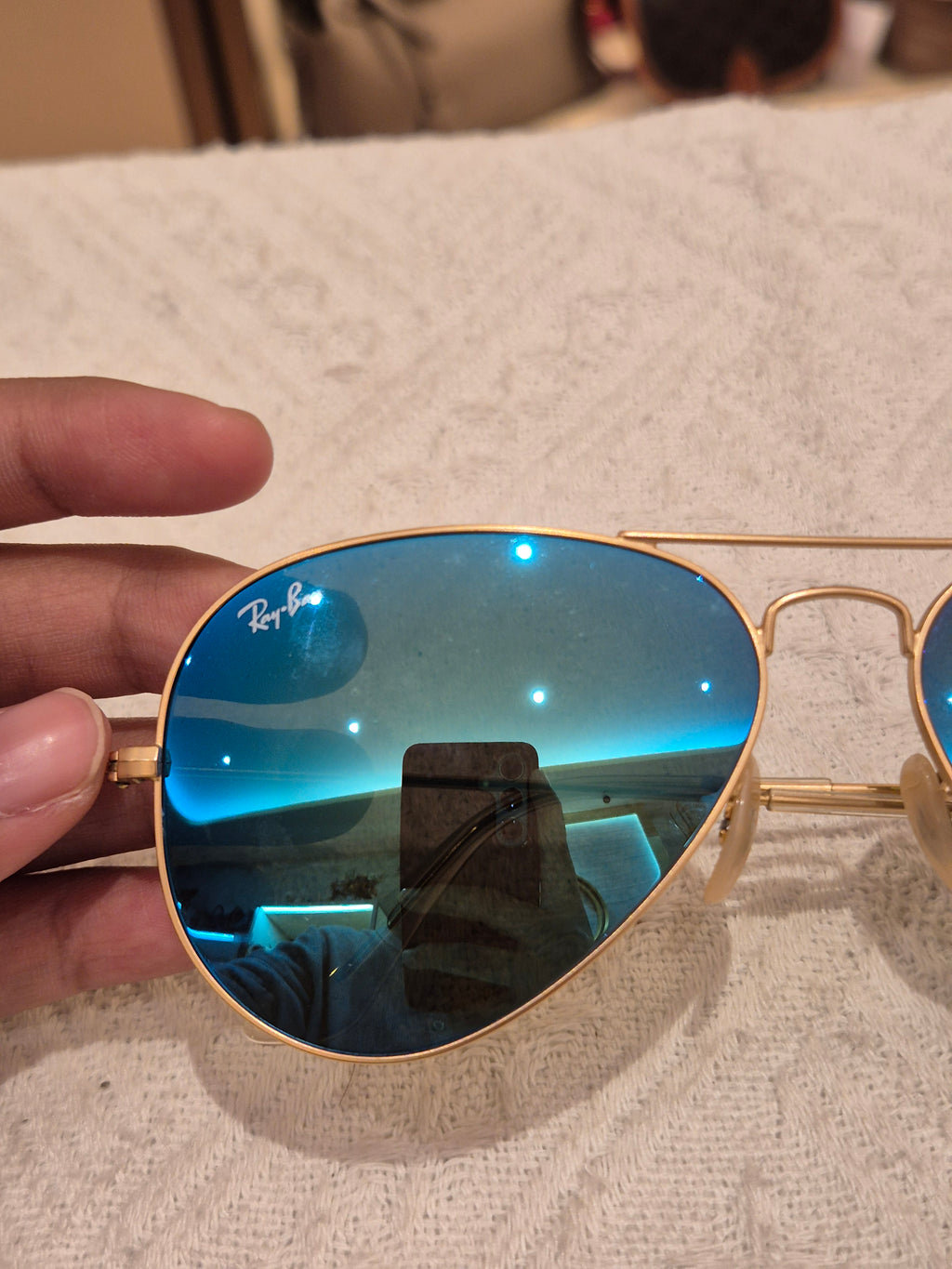 Rayban Sunglasses Aviator Gold Blue