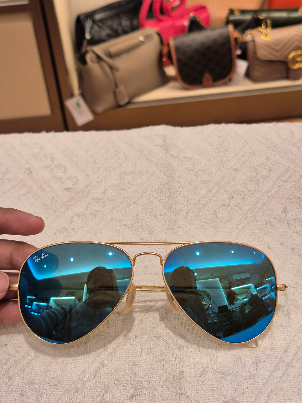 Rayban Sunglasses Aviator Gold Blue