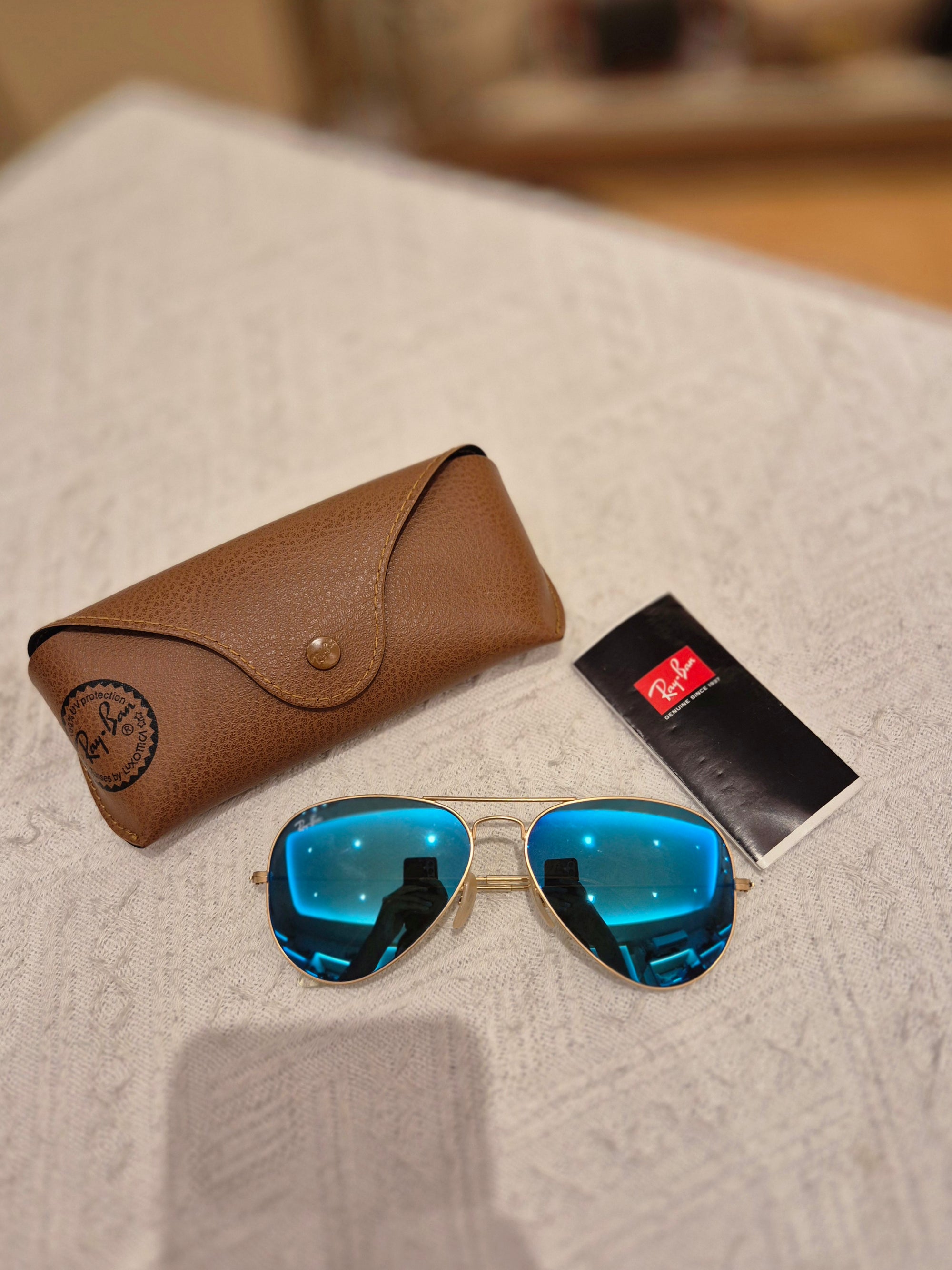 Rayban Sunglasses Aviator Gold Blue