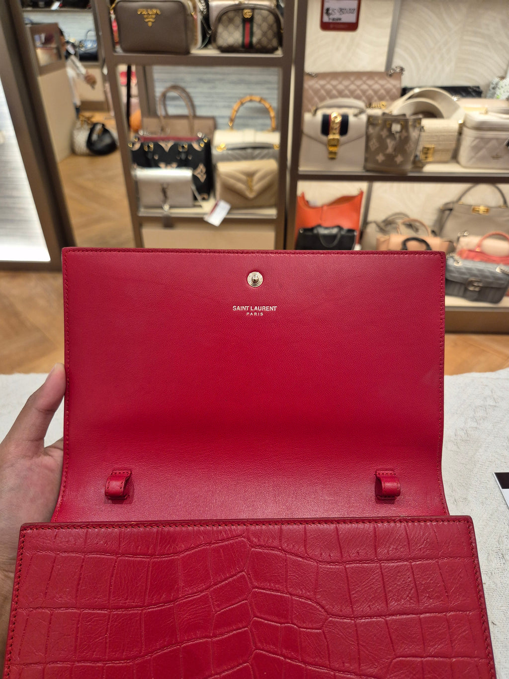 Saint Laurent Wallet On Chain Croco