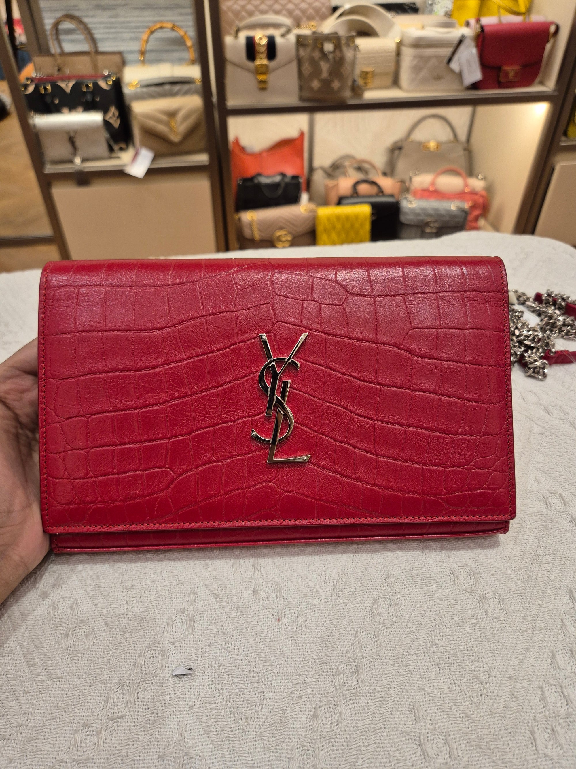 Saint Laurent Wallet On Chain Croco