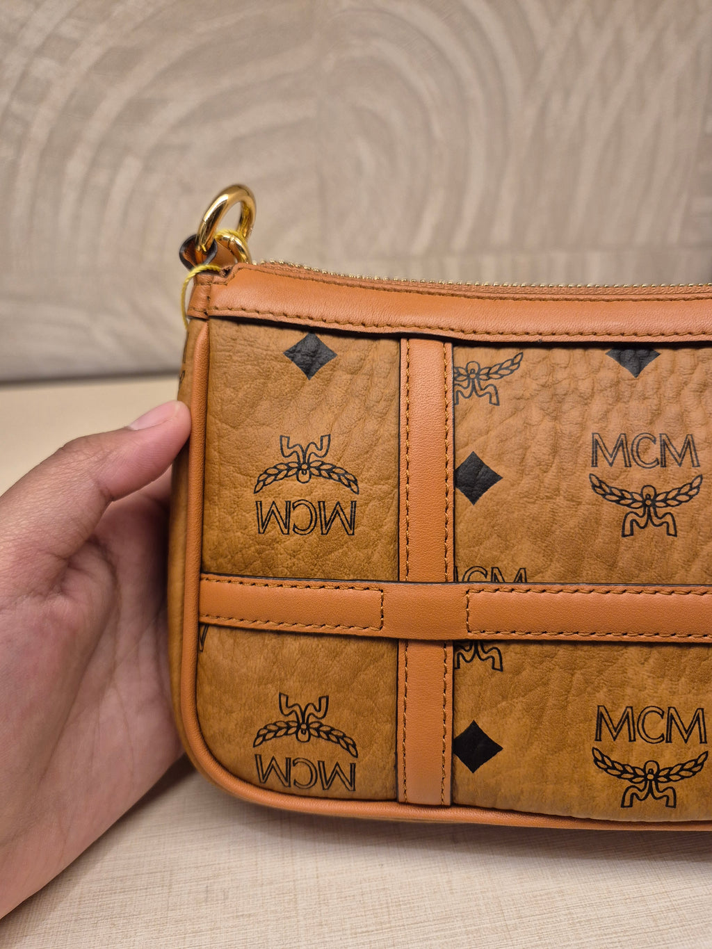 MCM Mini Delmy Visetos Cognac