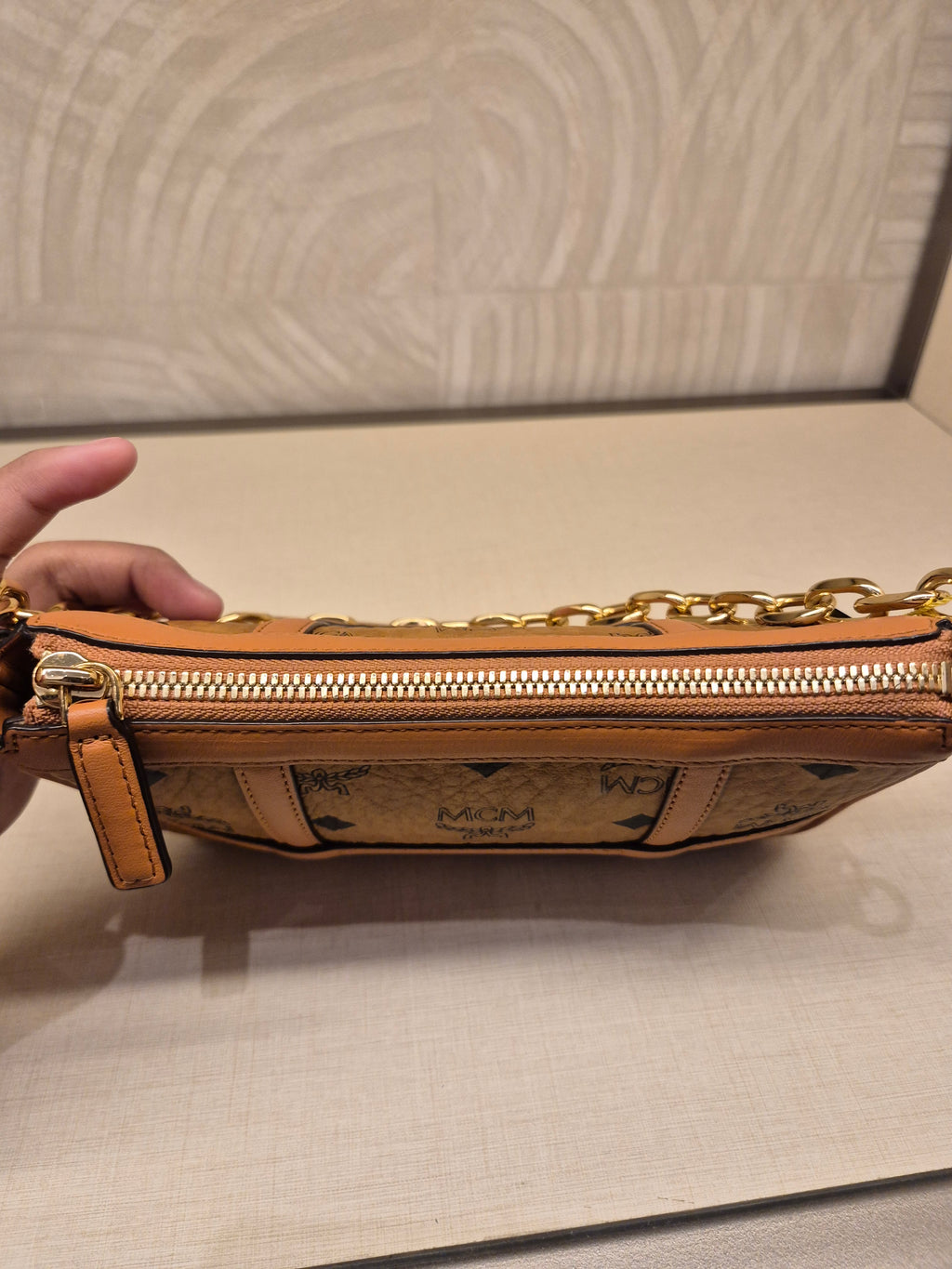 MCM Mini Delmy Visetos Cognac