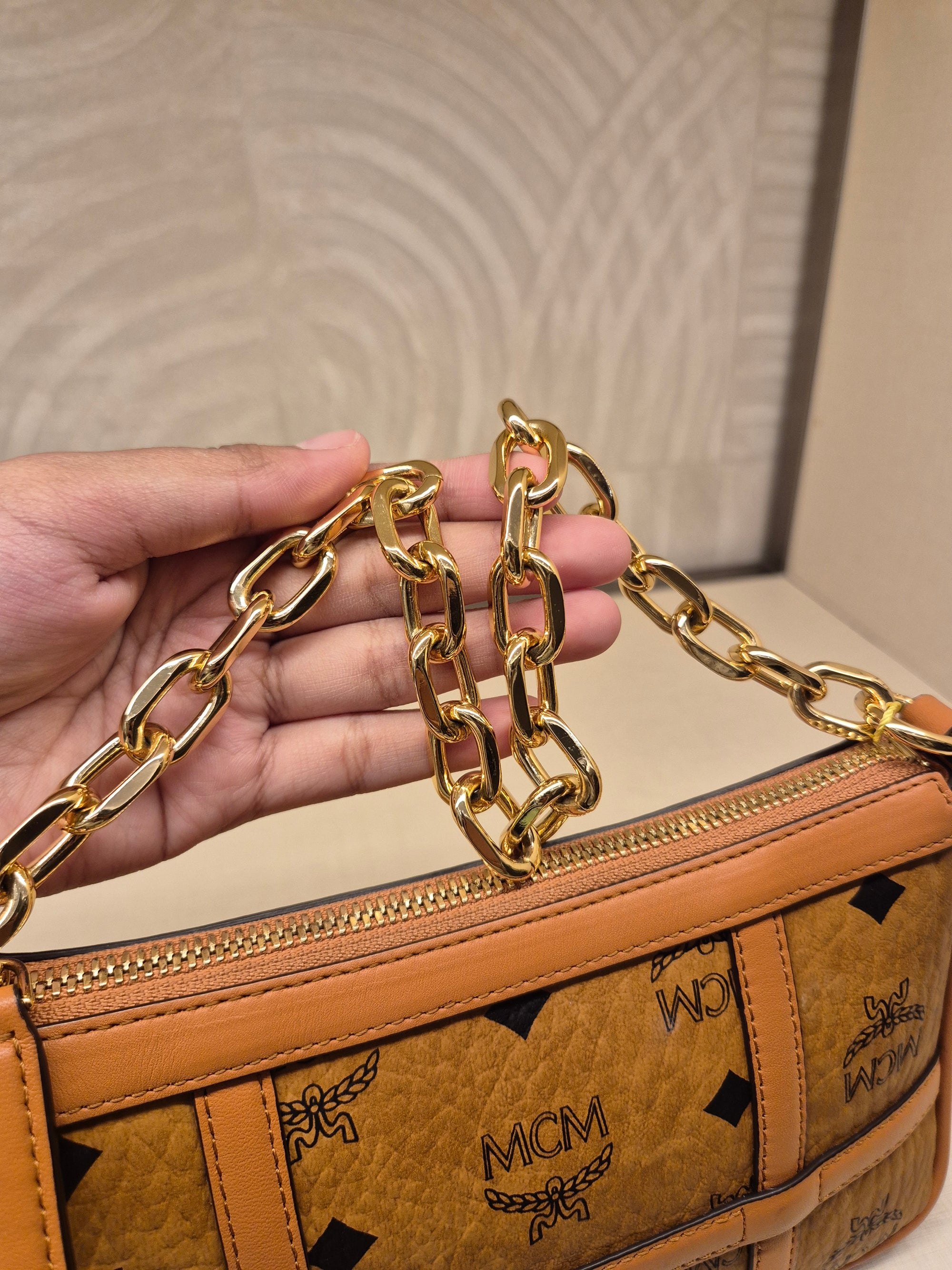 MCM Mini Delmy Visetos Cognac