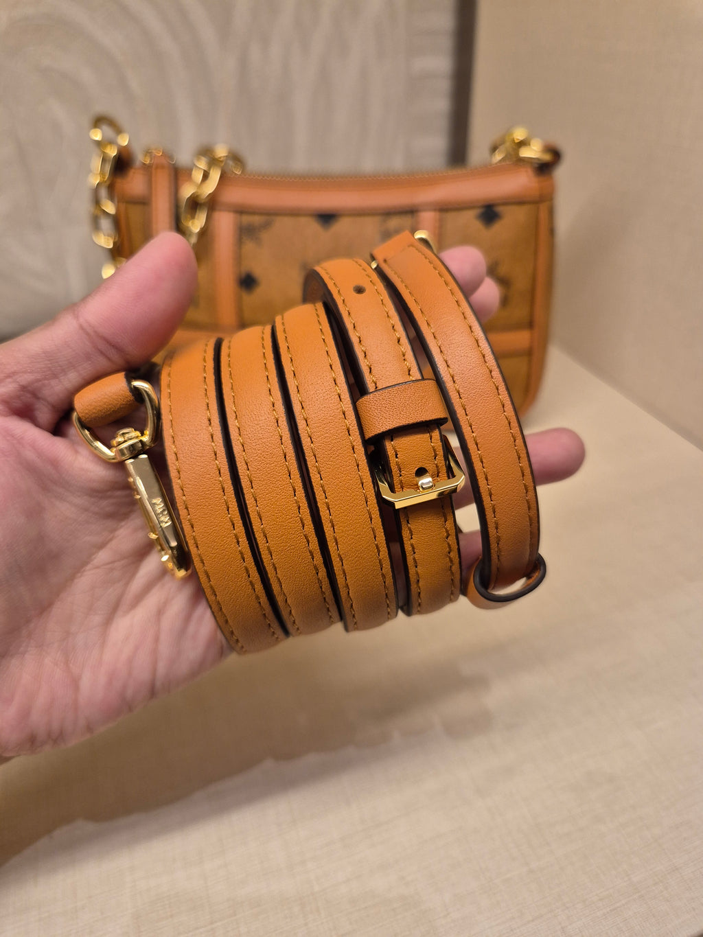 MCM Mini Delmy Visetos Cognac