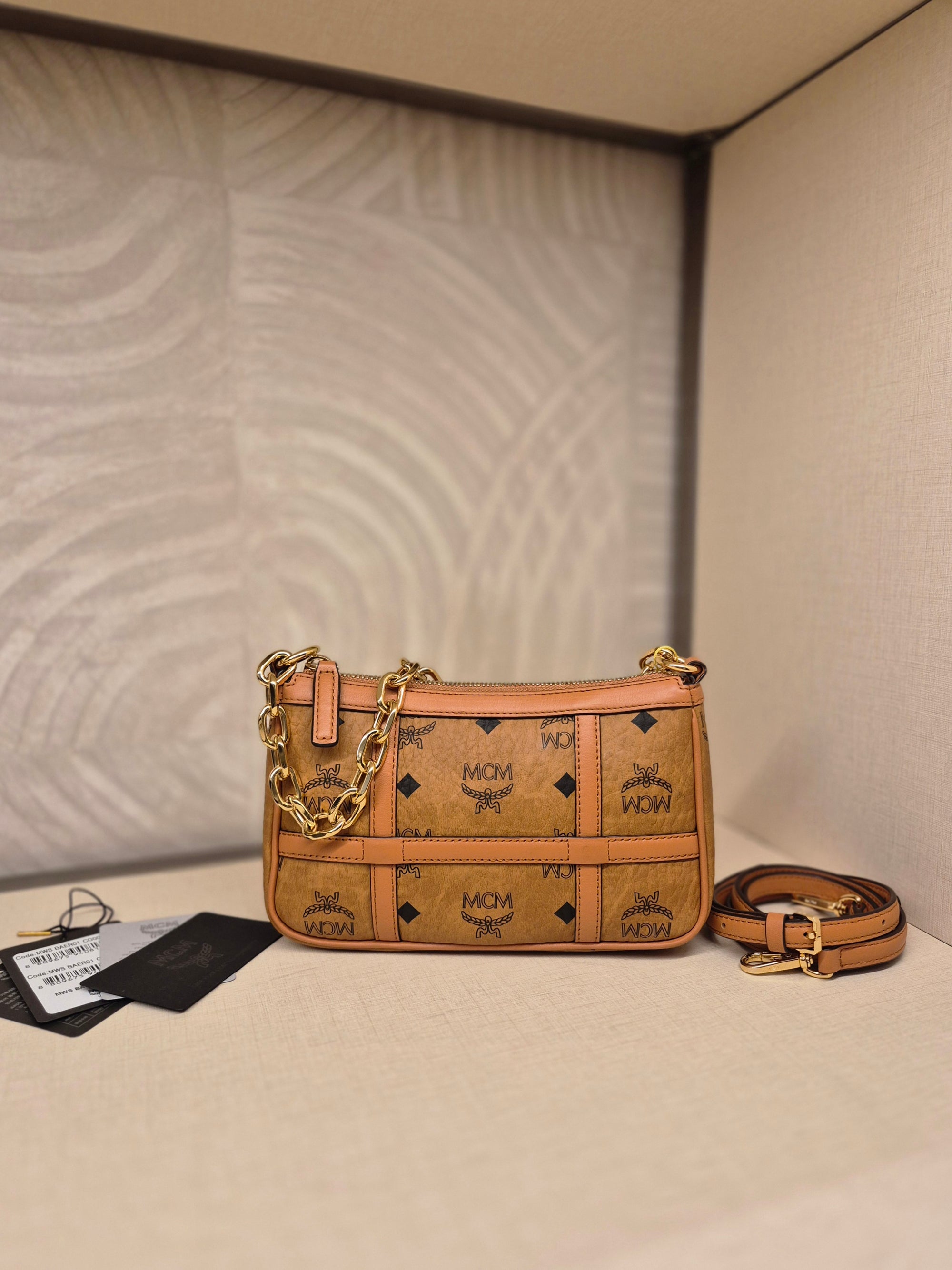 MCM Mini Delmy Visetos Cognac