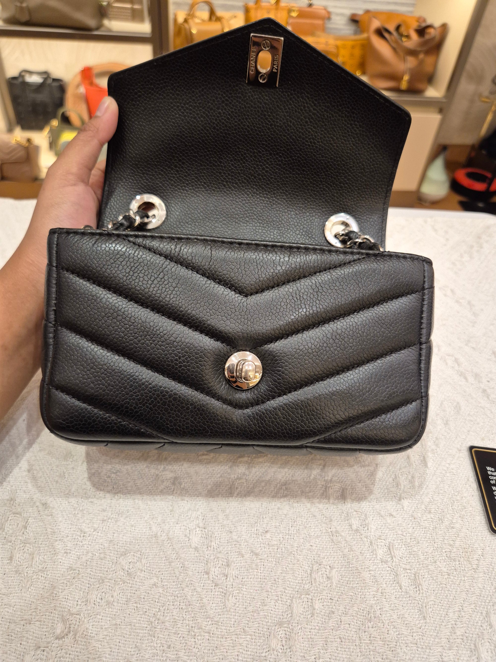 Chanel Mini Flap Chevron Black