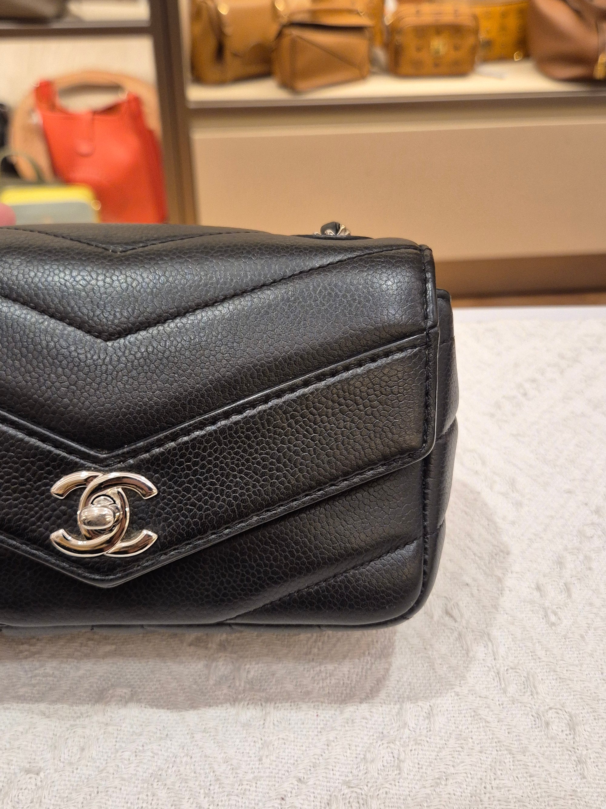 Chanel Mini Flap Chevron Black