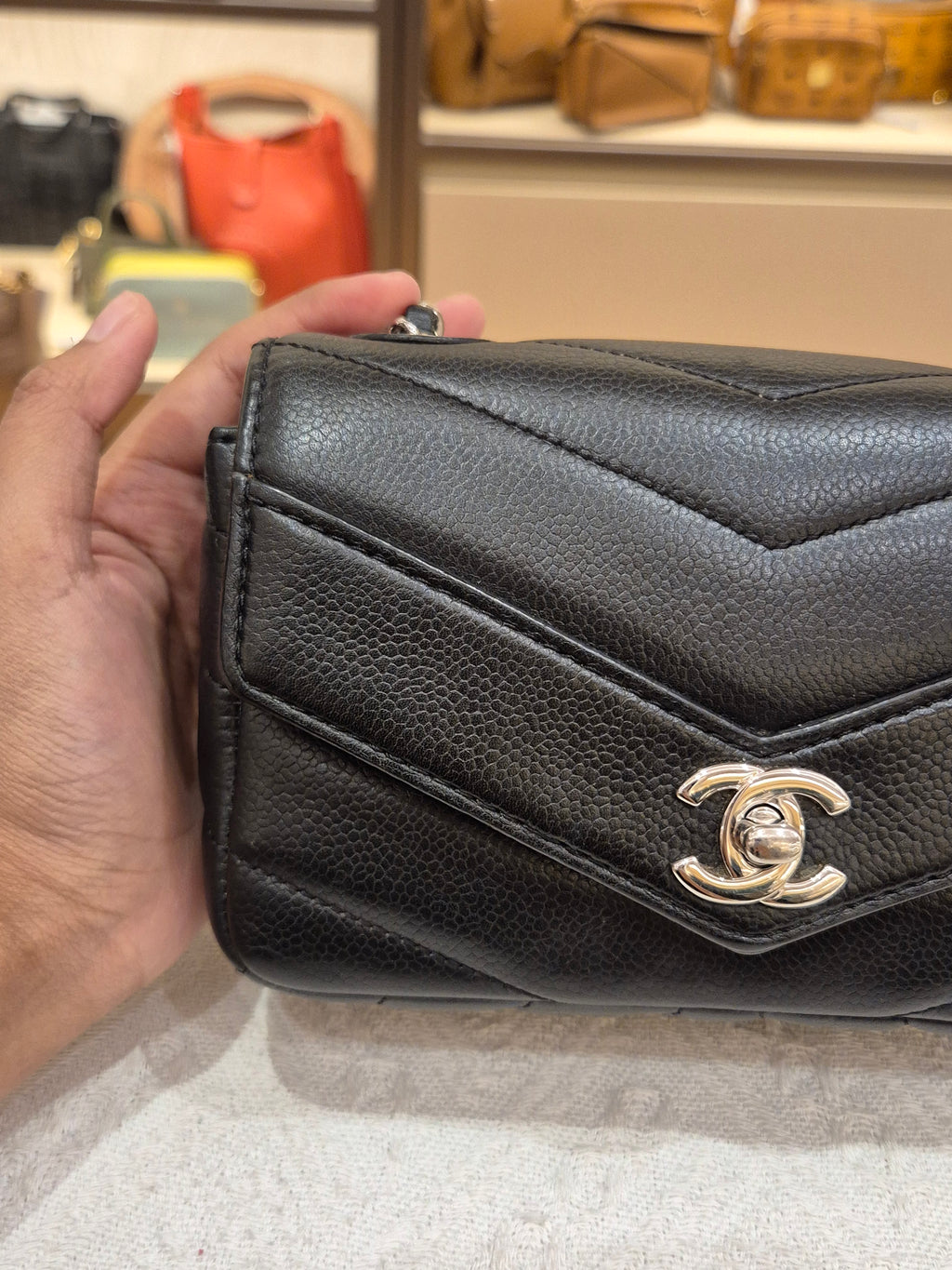 Chanel Mini Flap Chevron Black