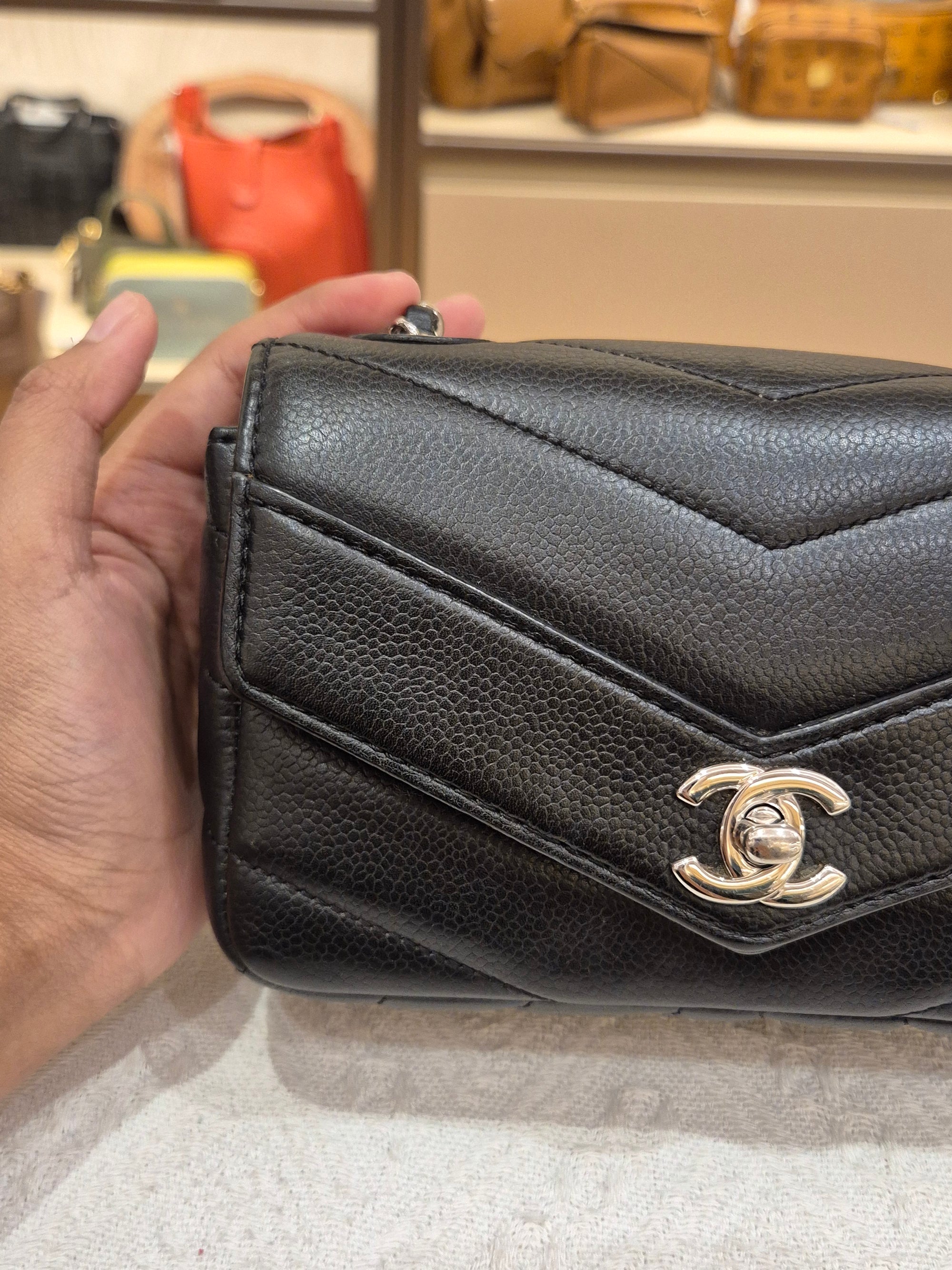 Chanel Mini Flap Chevron Black
