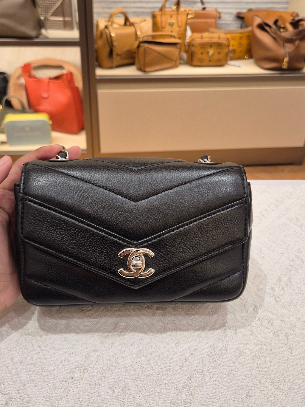 Chanel Mini Flap Chevron Black