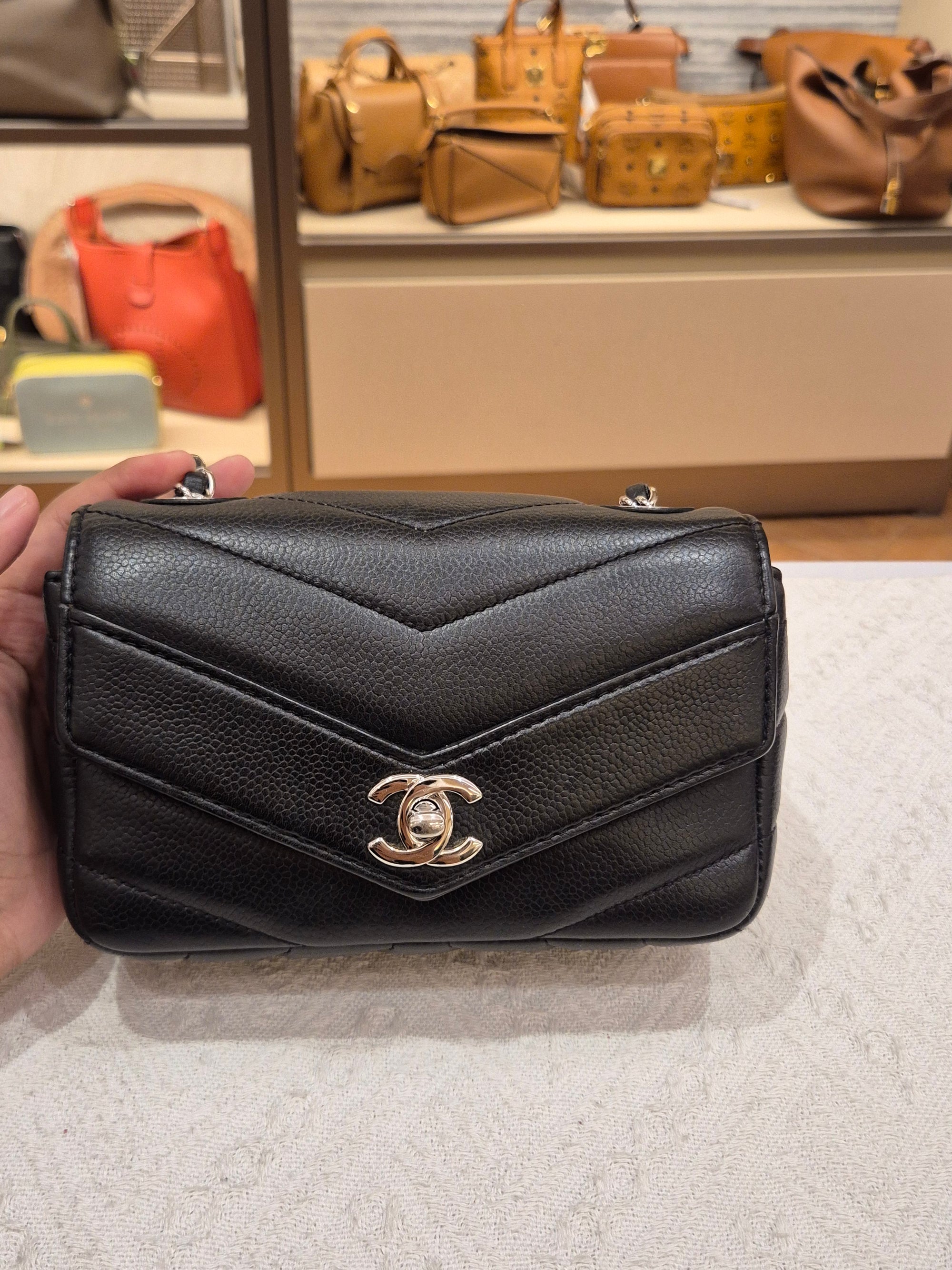 Chanel Mini Flap Chevron Black