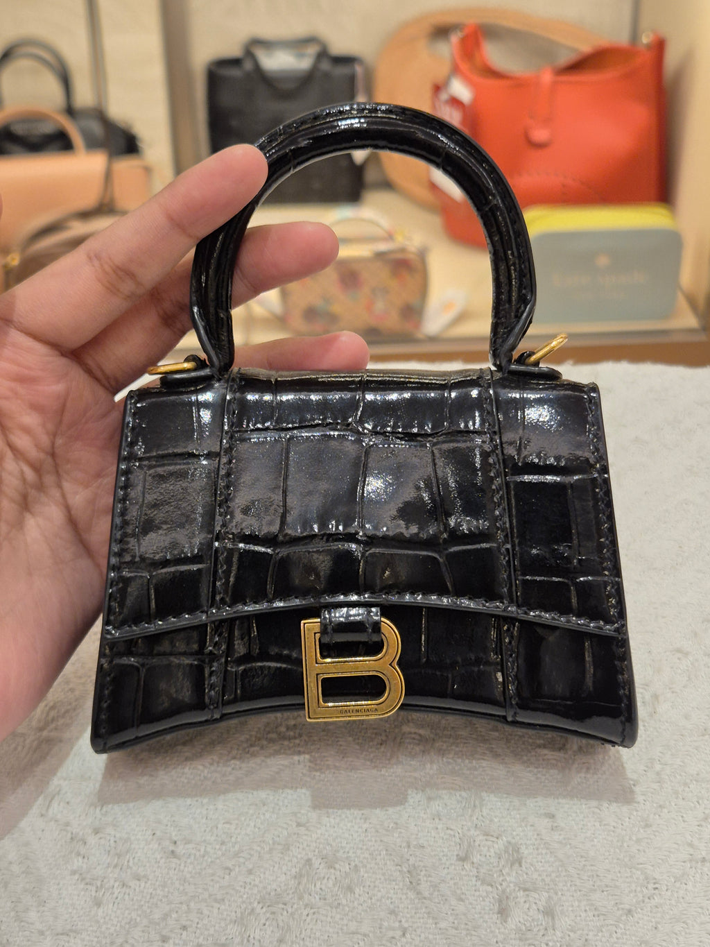Balenciaga Hourglas Super Mini Croco