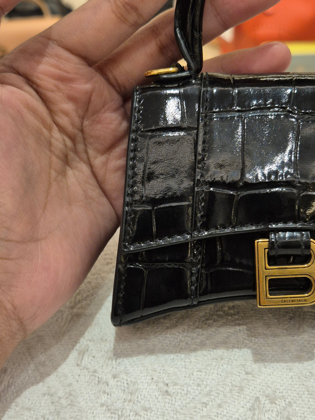 Balenciaga Hourglas Super Mini Croco