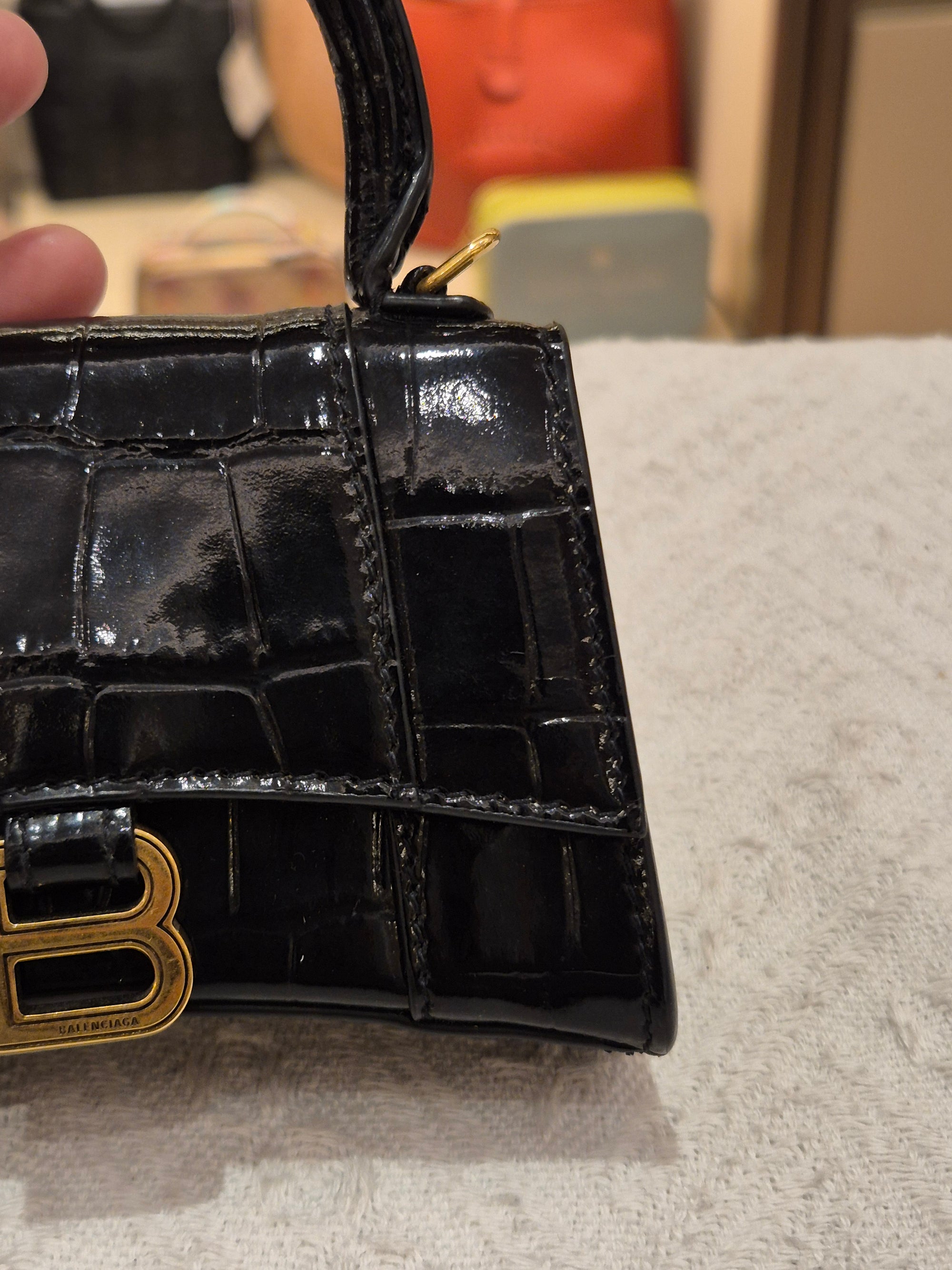 Balenciaga Hourglas Super Mini Croco