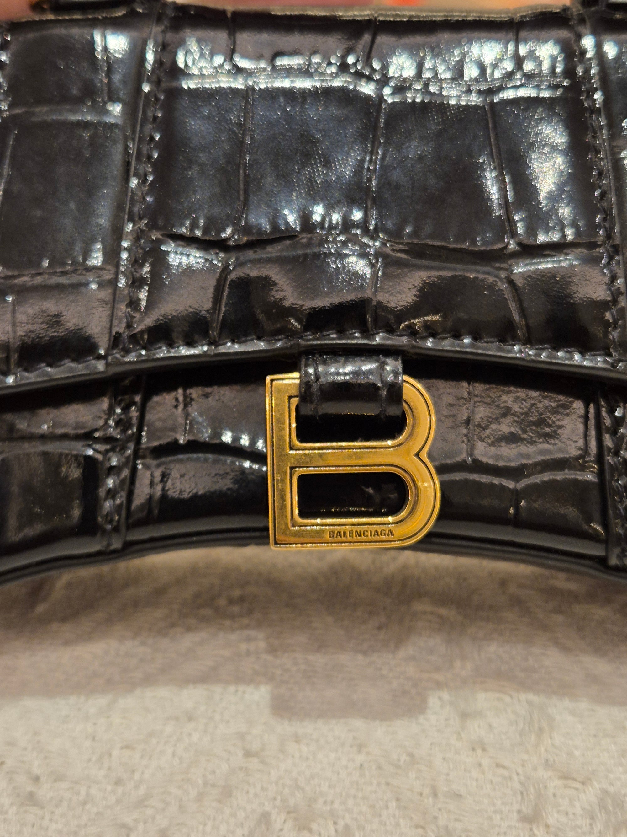 Balenciaga Hourglas Super Mini Croco