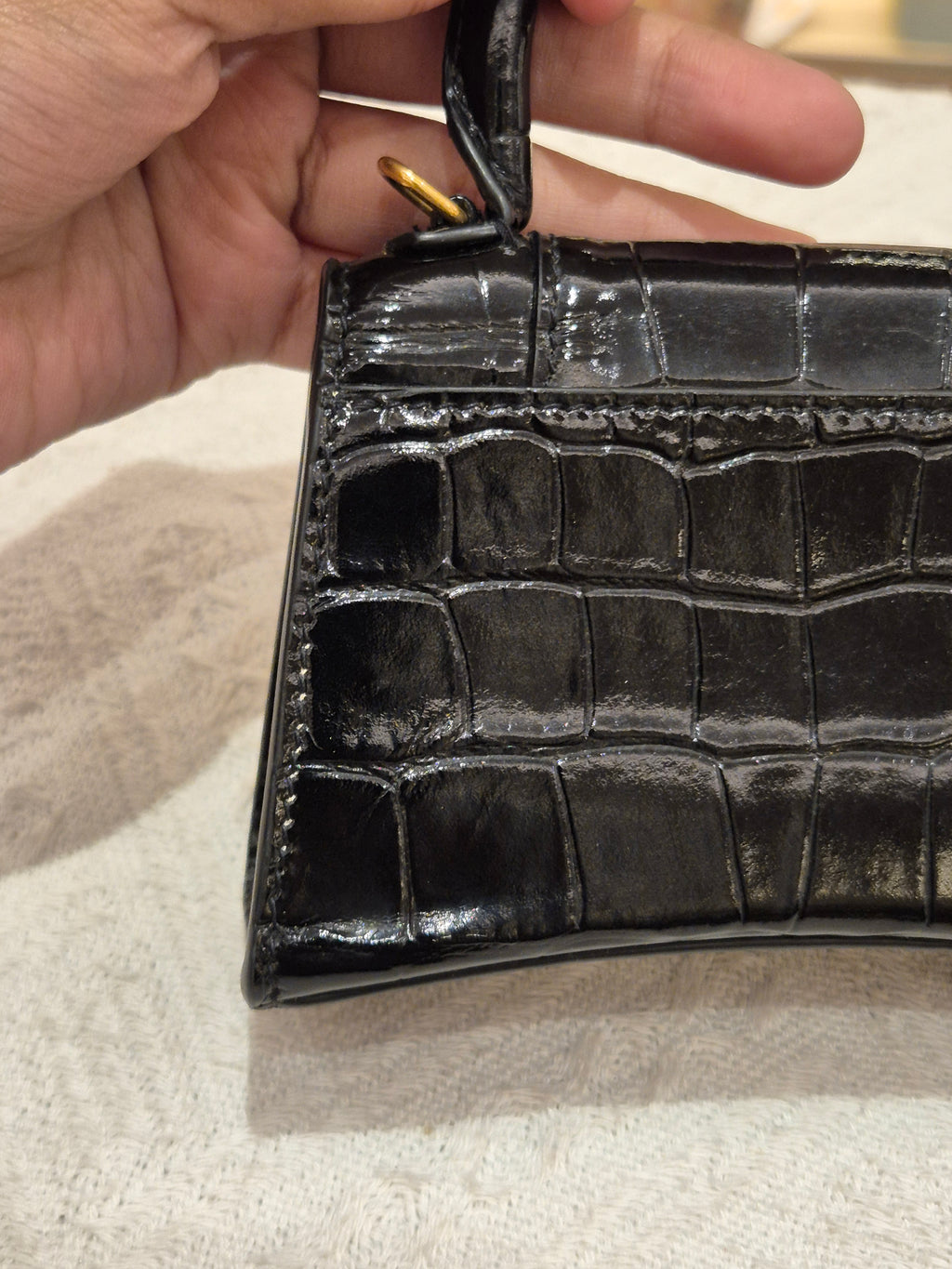 Balenciaga Hourglas Super Mini Croco